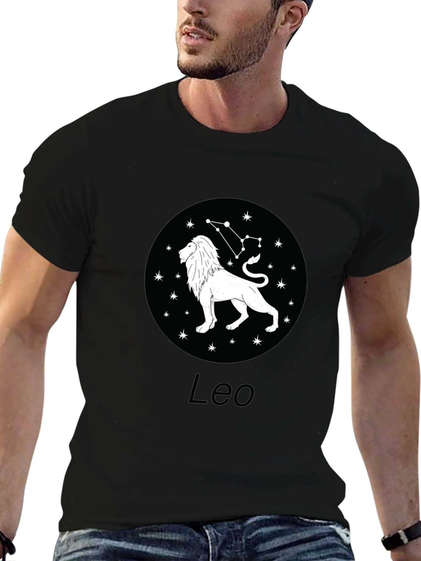 Leo Zodiac Graphic Tee - Black Cotton Blend