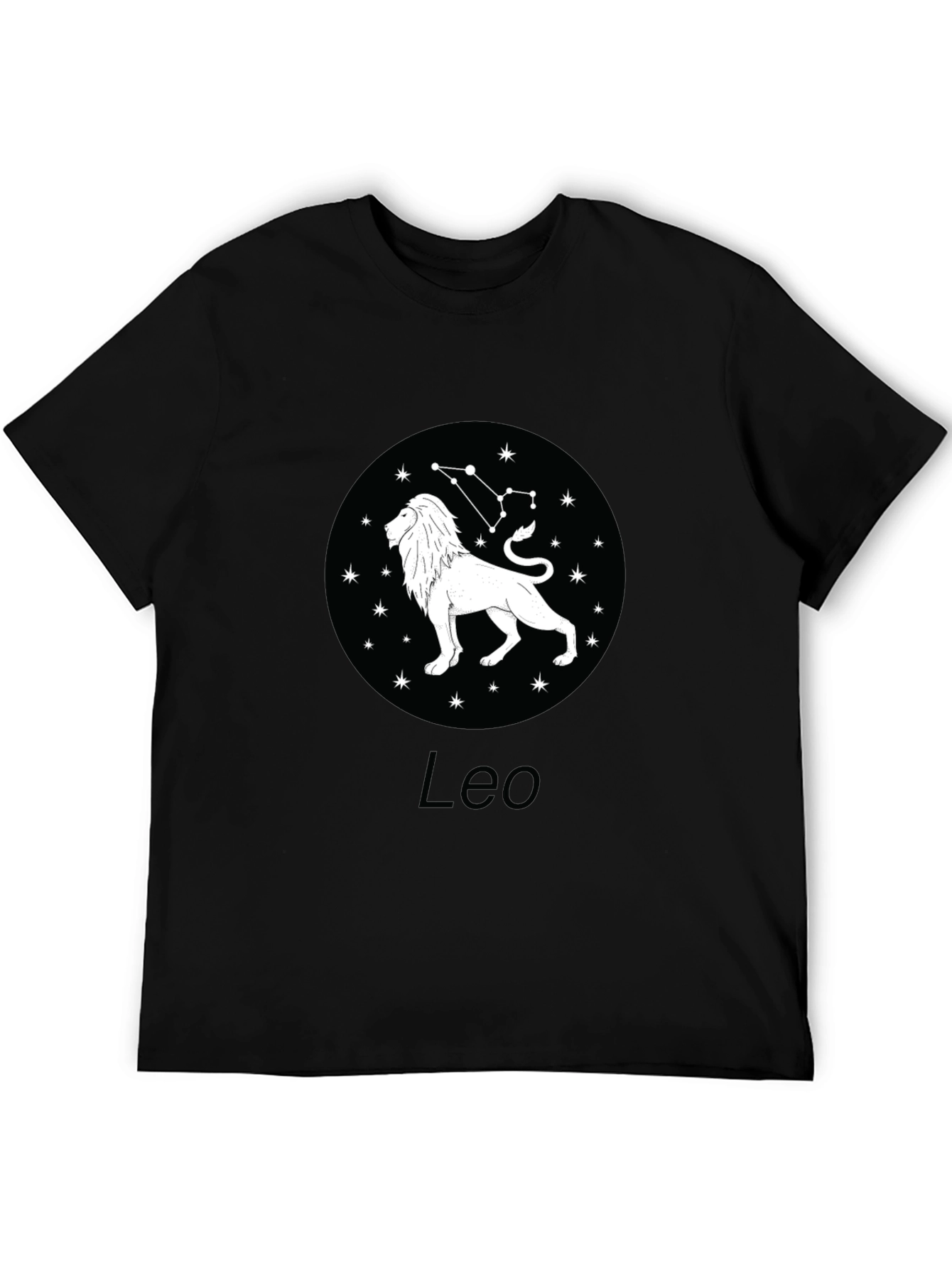 Leo Zodiac Graphic Tee - Black Cotton Blend