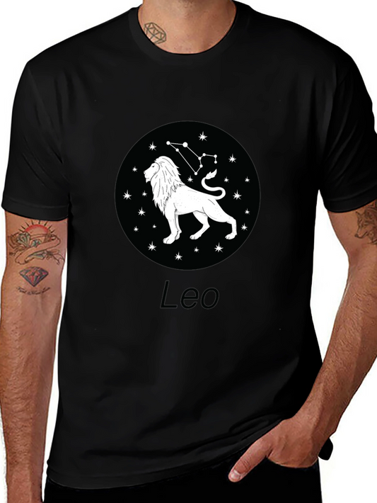Leo Zodiac Graphic Tee - Black Cotton Blend