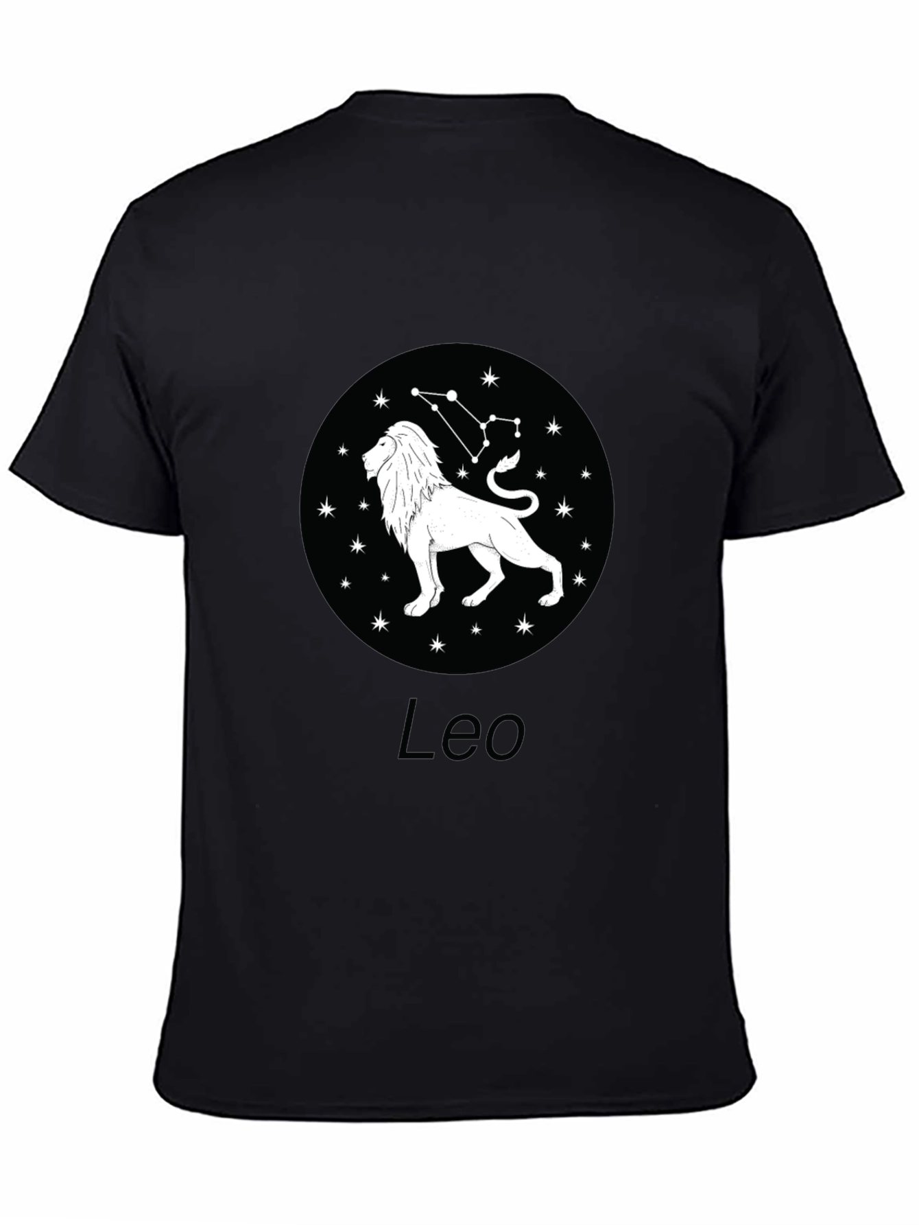 Leo Zodiac Graphic Tee - Black Cotton Blend