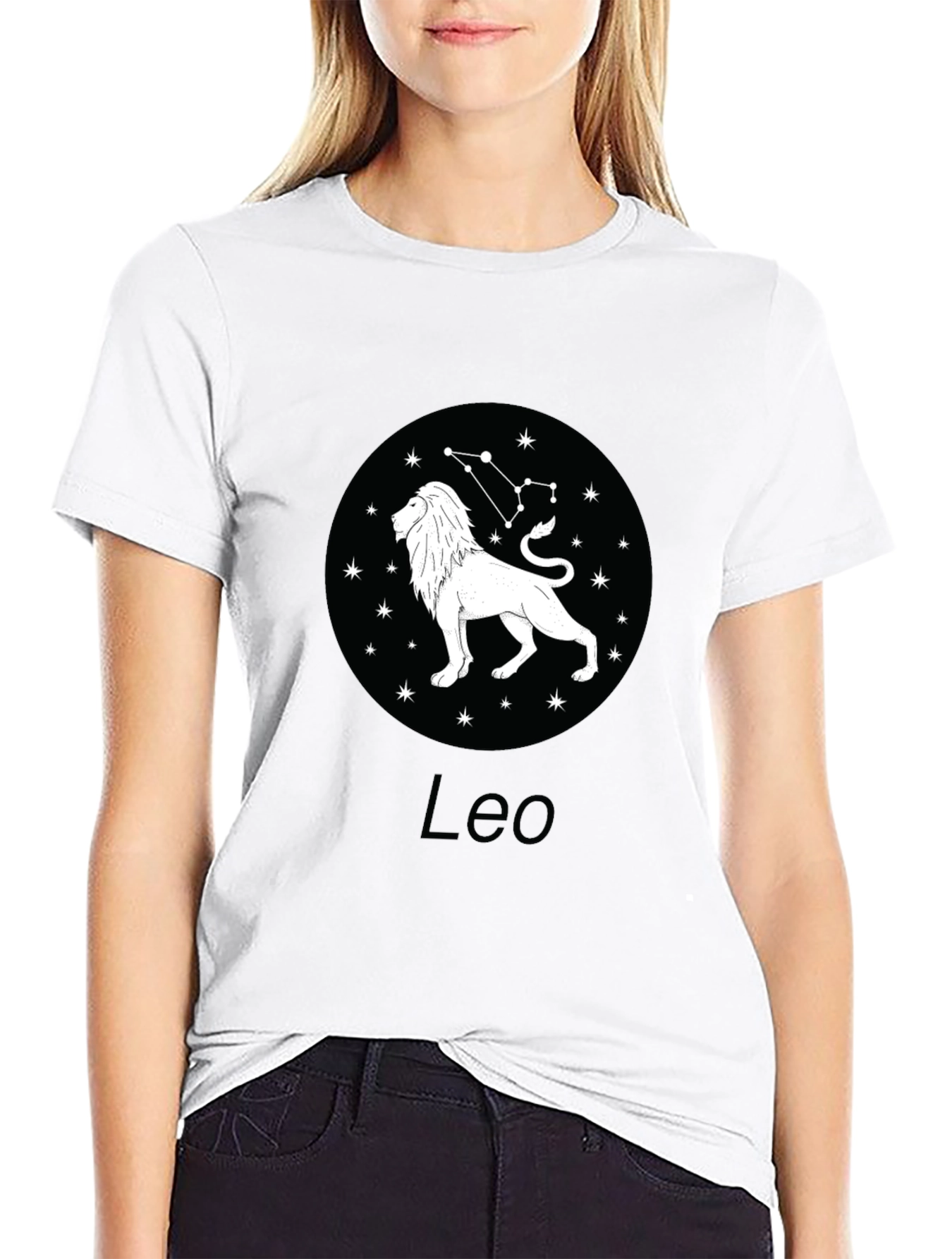 Leo Zodiac Graphic Tee - Black Cotton Blend