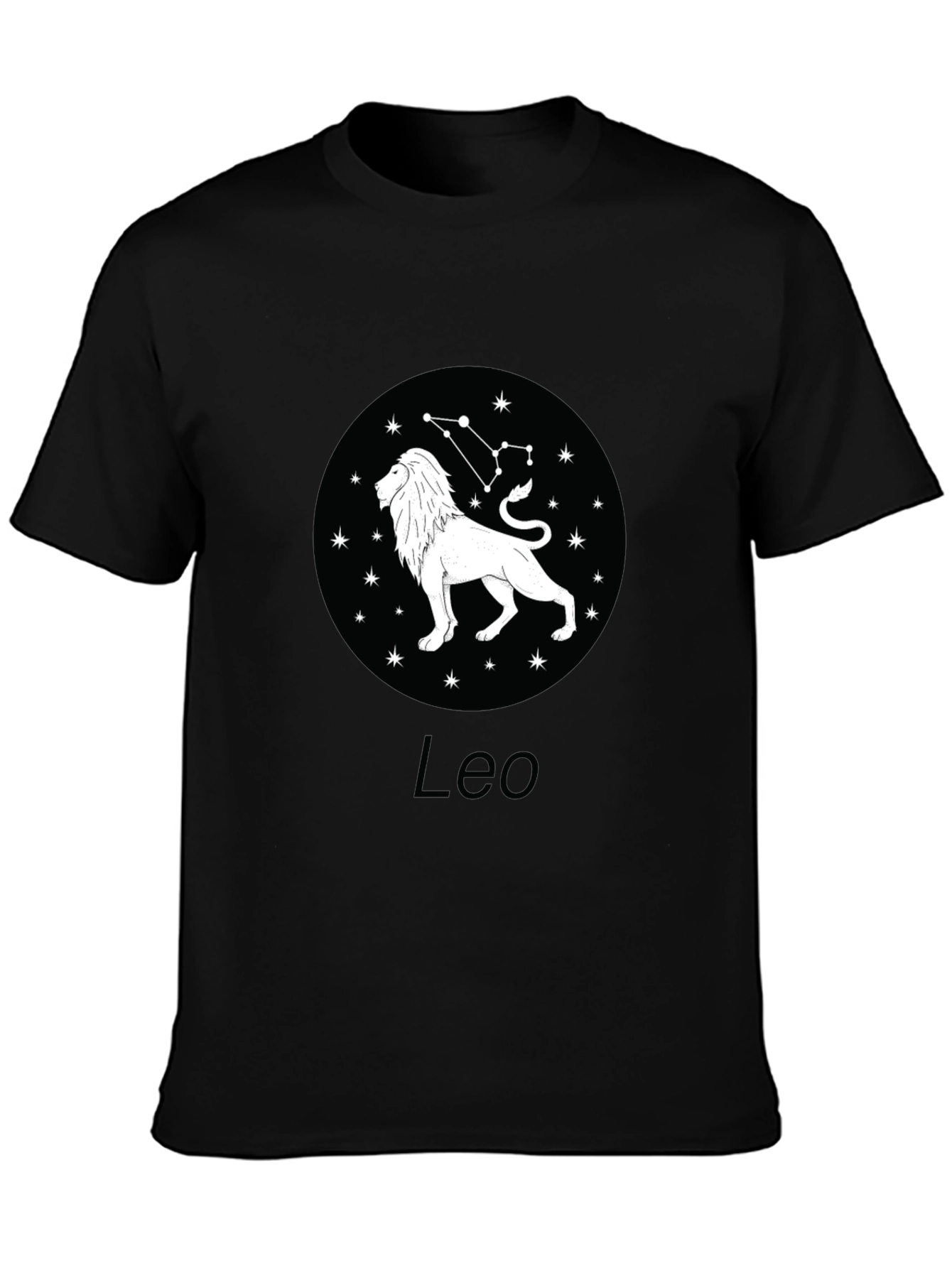 Leo Zodiac Graphic Tee - Black Cotton Blend