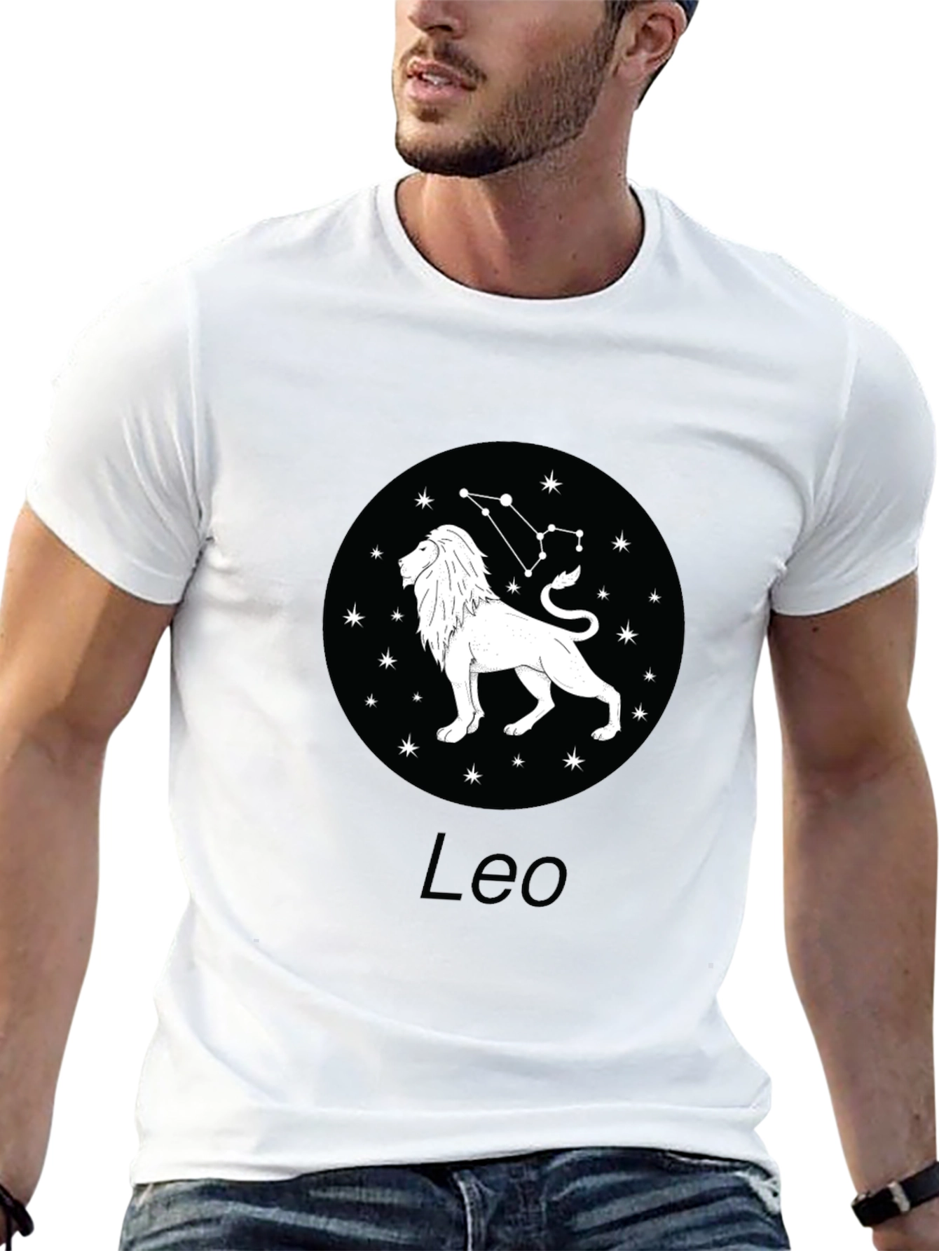 Leo Zodiac Graphic Tee - Black Cotton Blend