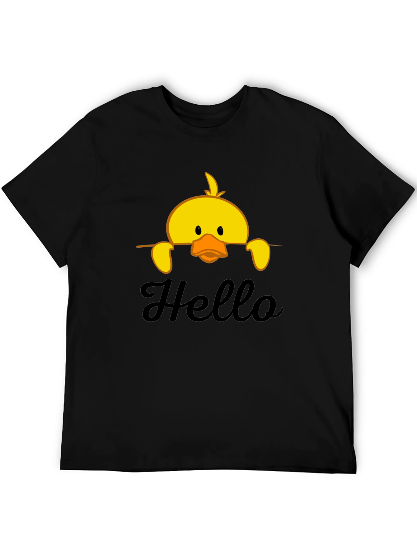 Cute Duck Hello Black T-Shirt