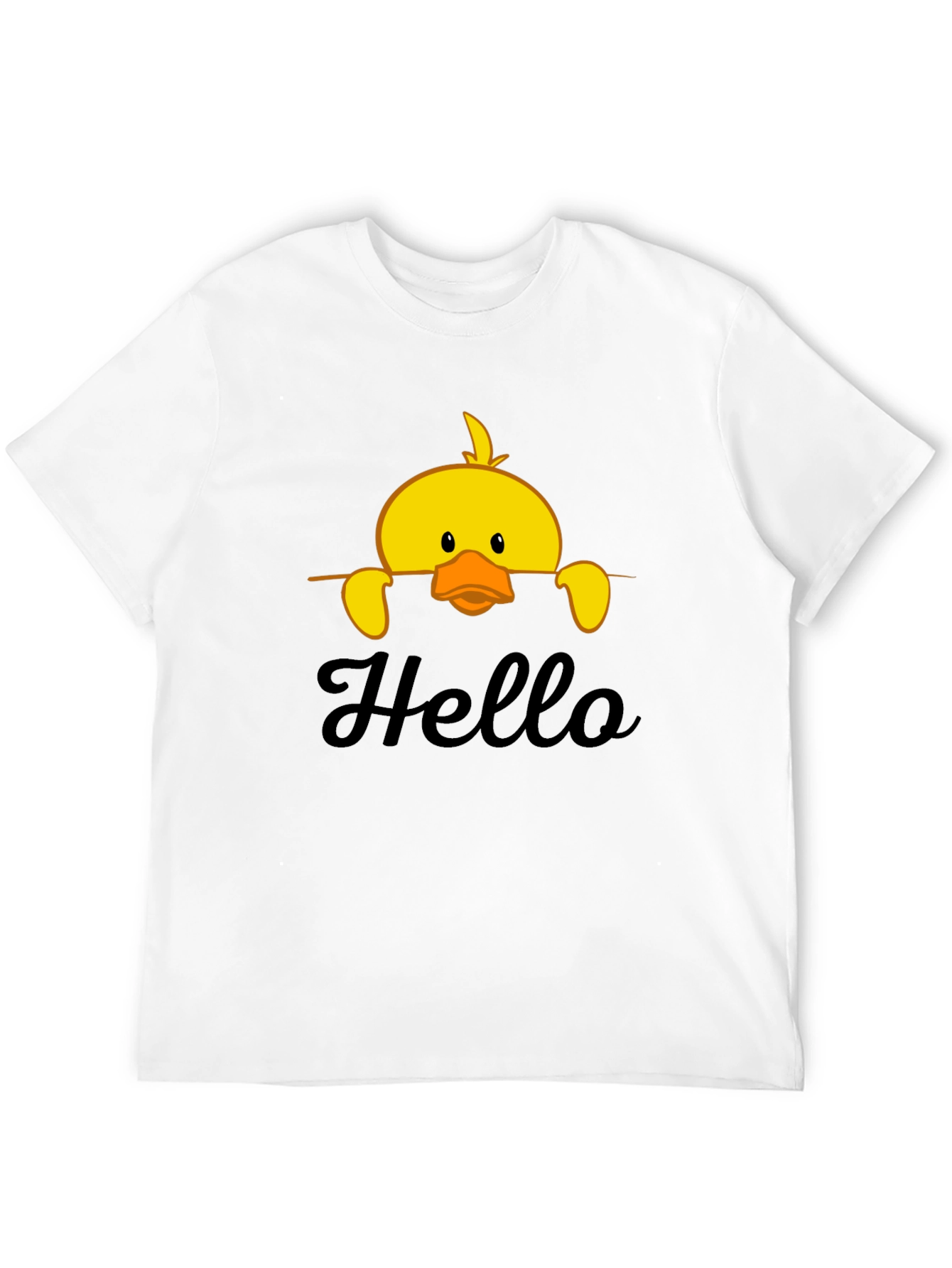 Cute Duck Hello Black T-Shirt