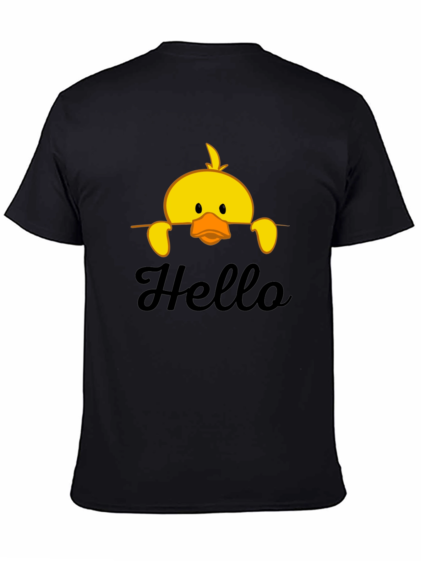 Cute Duck Hello Black T-Shirt