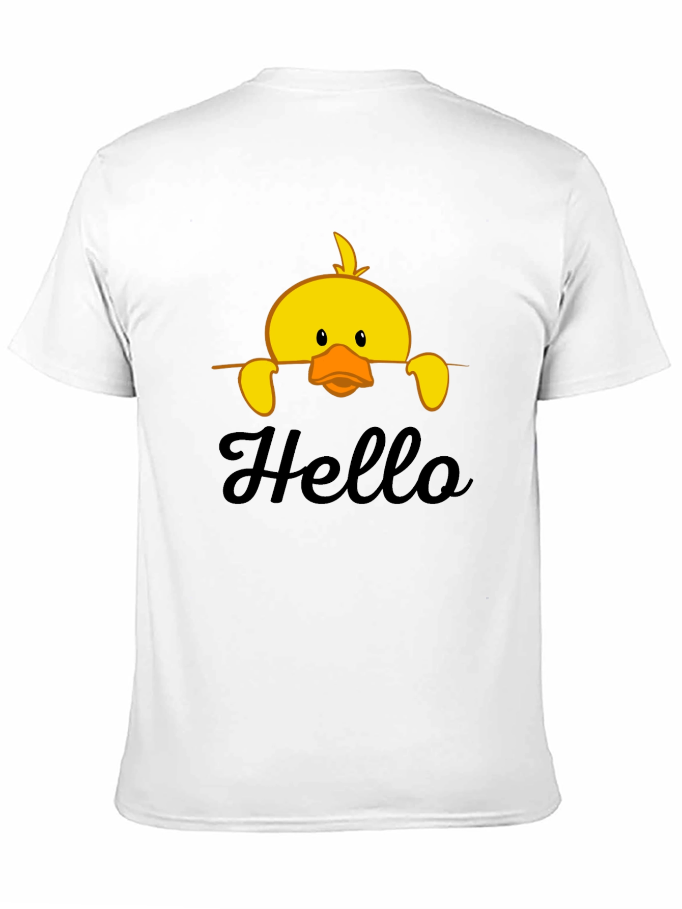 Cute Duck Hello Black T-Shirt