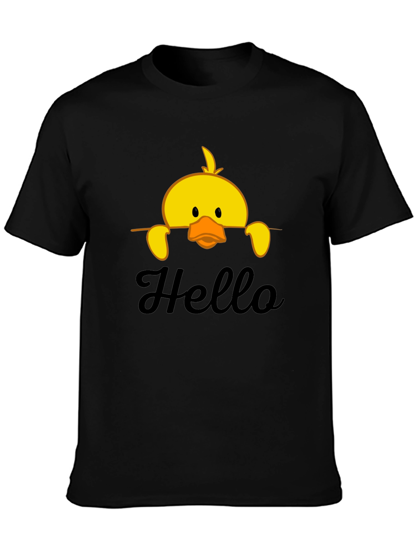 Cute Duck Hello Black T-Shirt