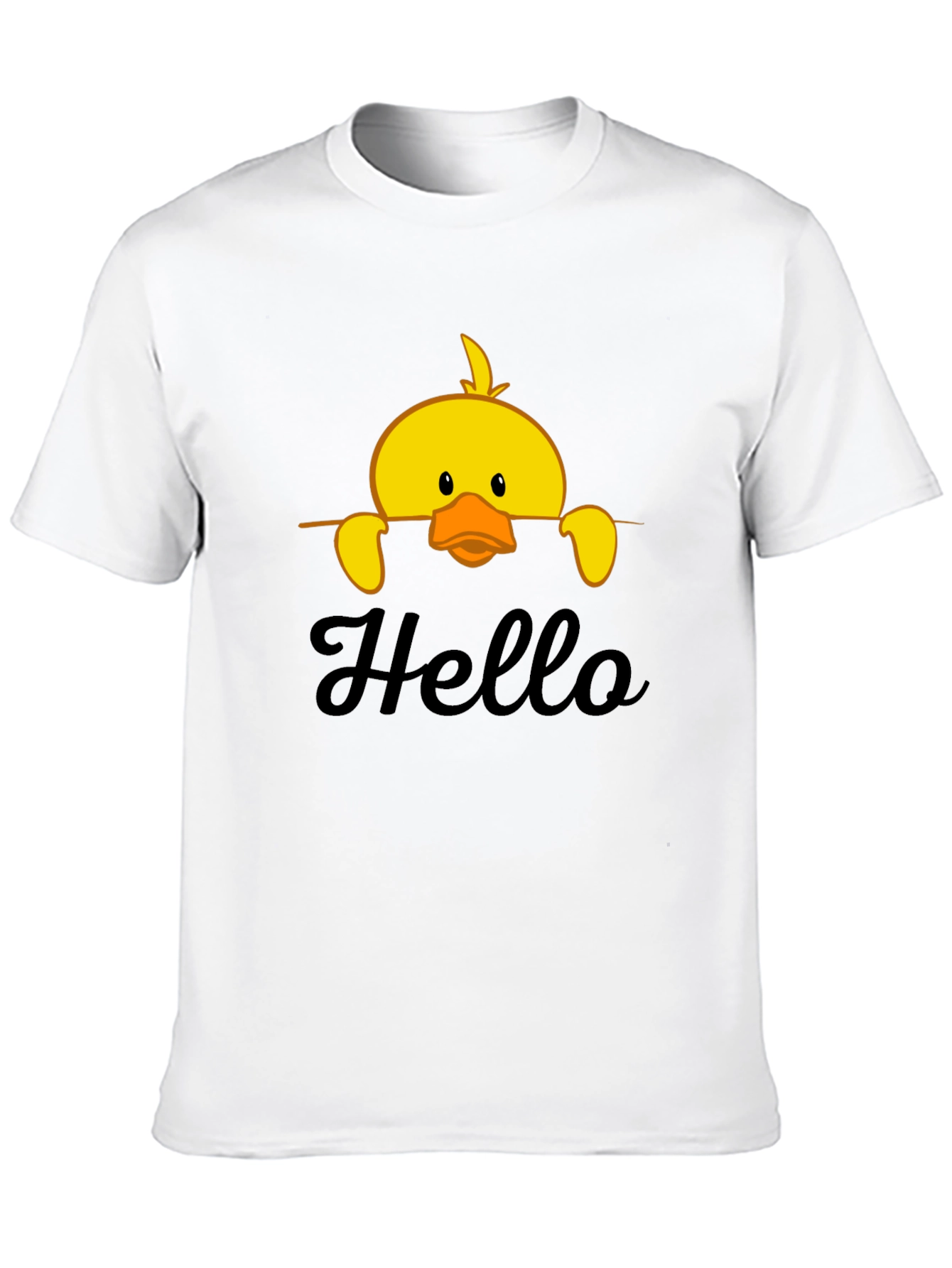 Cute Duck Hello Black T-Shirt