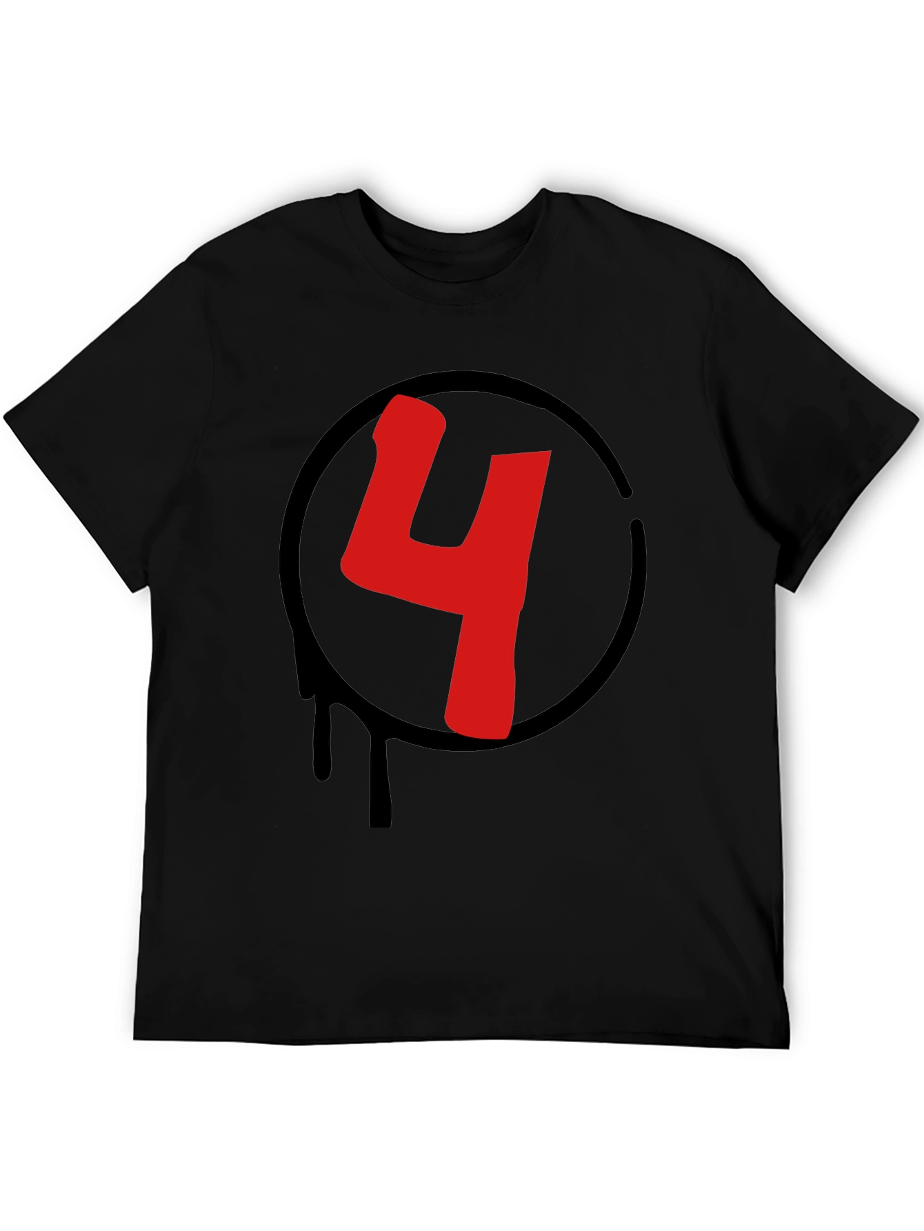 Red Number 4 Black Graphic Tee