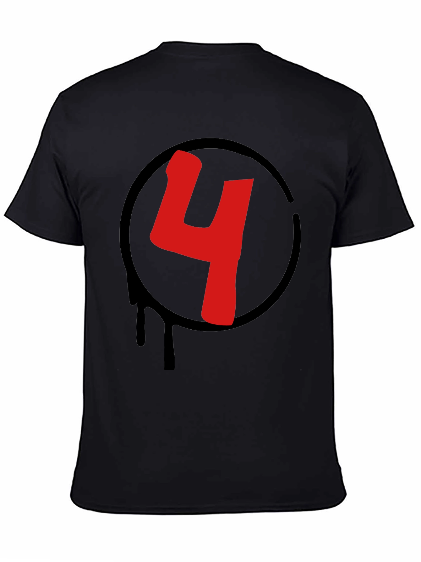 Red Number 4 Black Graphic Tee
