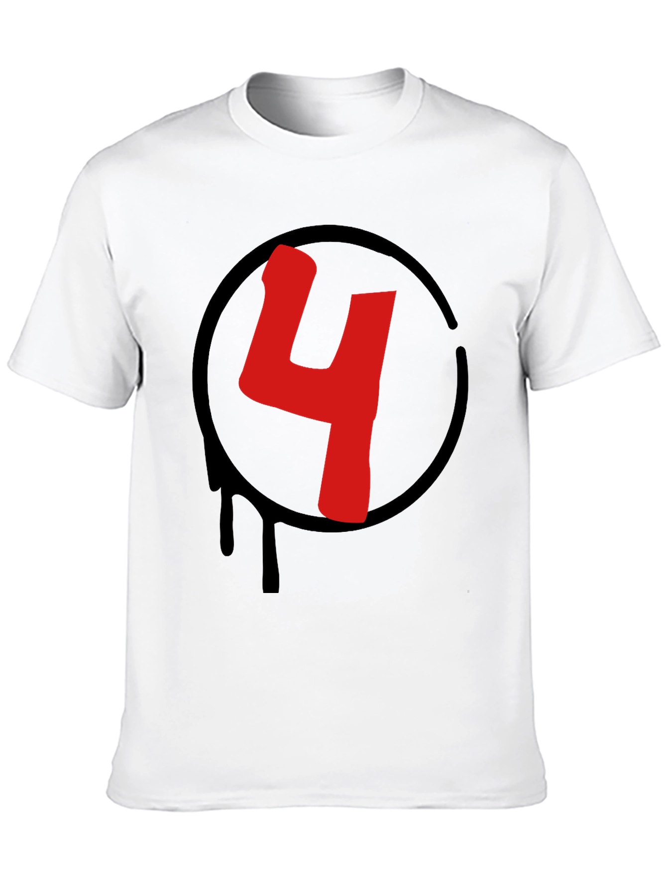 Red Number 4 Black Graphic Tee