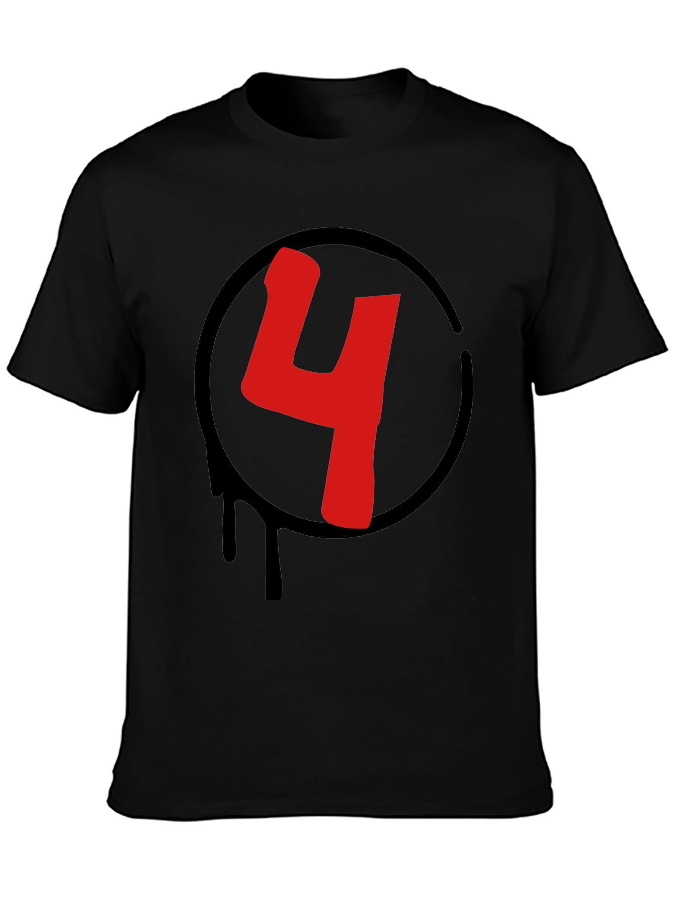 Red Number 4 Black Graphic Tee