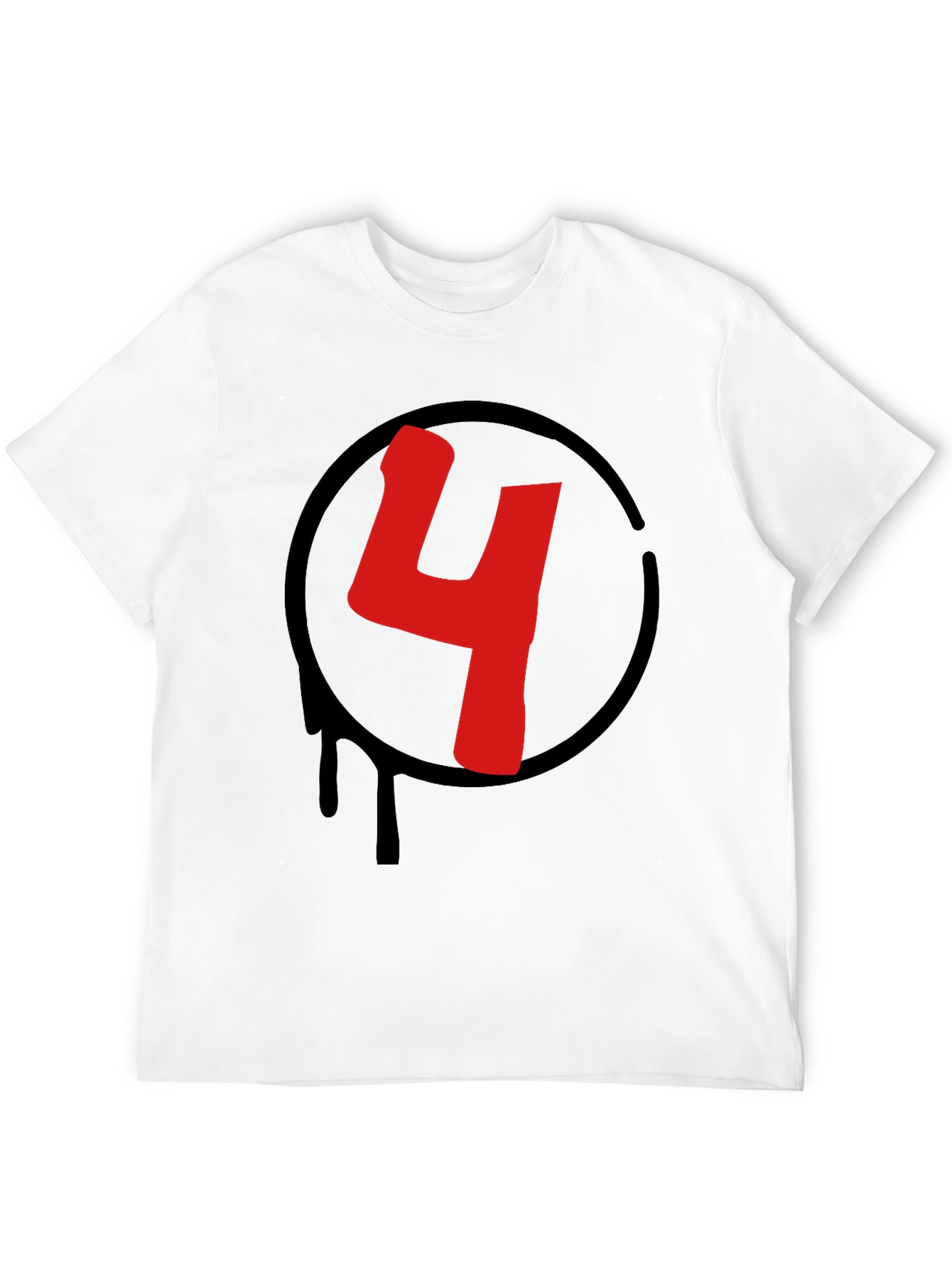 Red Number 4 Black Graphic Tee