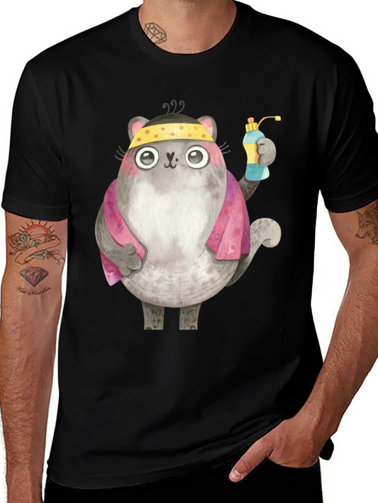 Gym Cat T-Shirt - Fitness Cartoon Tee