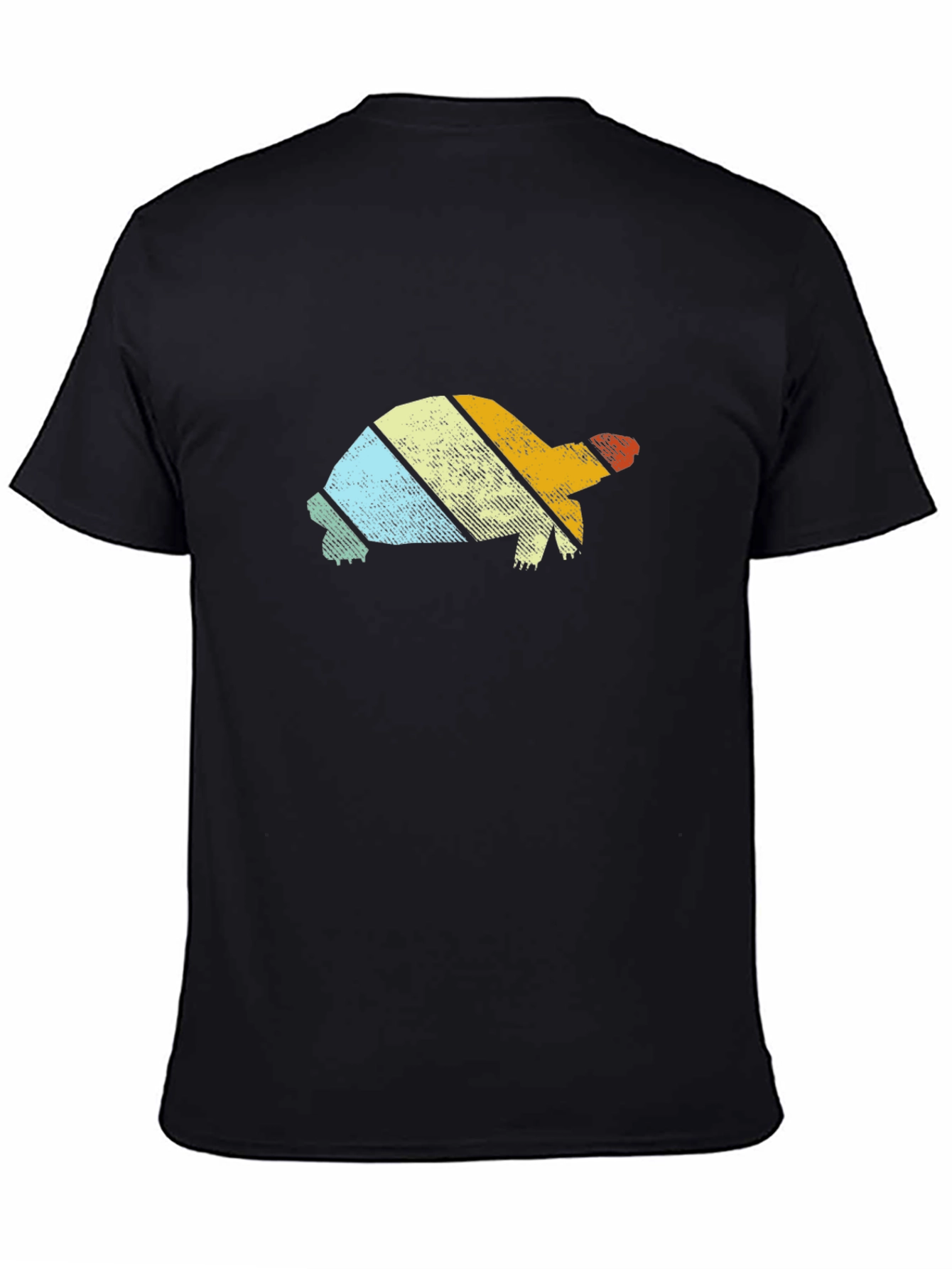 Retro Turtle Graphic Tee - Black Cotton T-Shirt