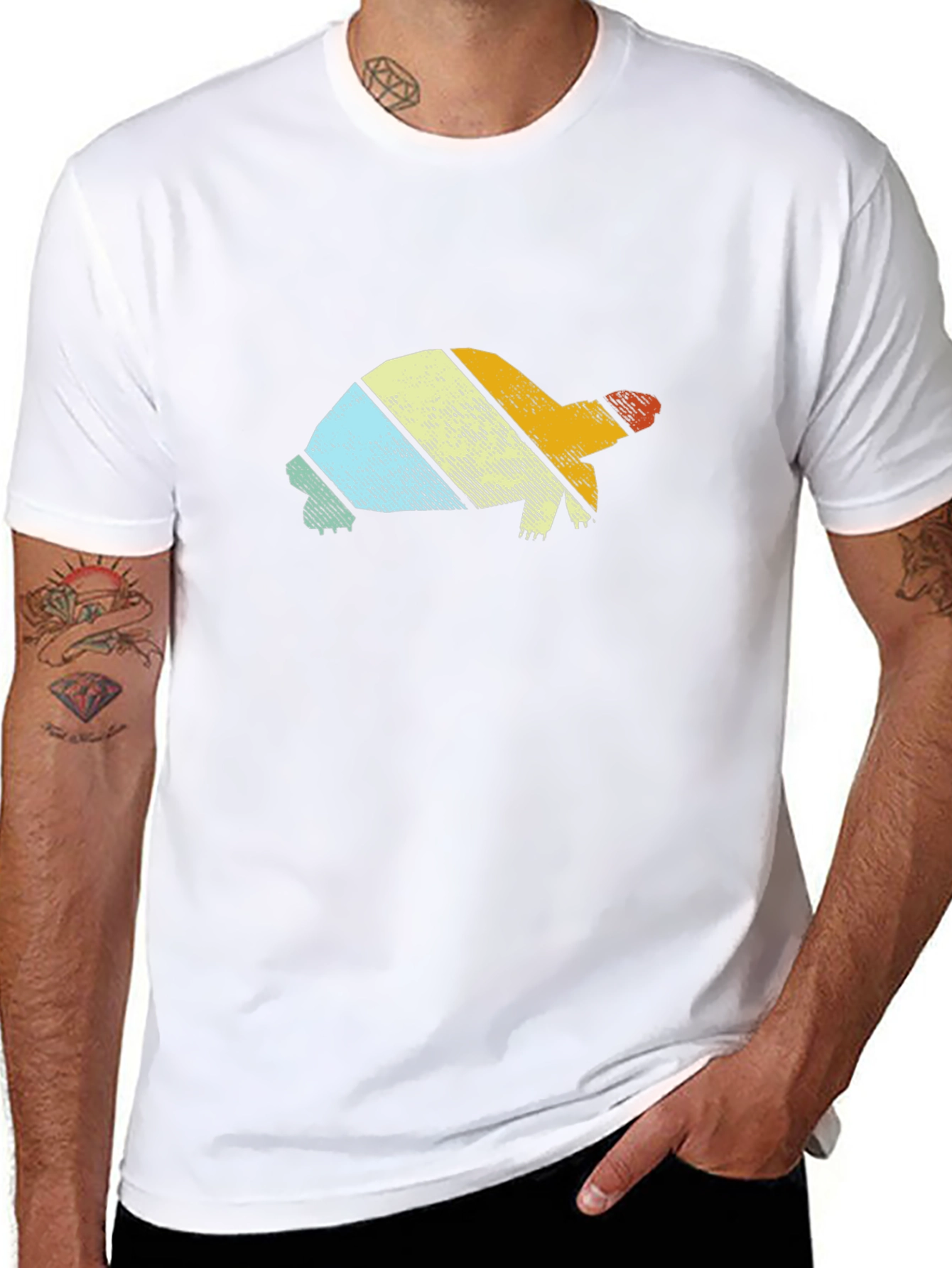 Retro Turtle Graphic Tee - Black Cotton T-Shirt