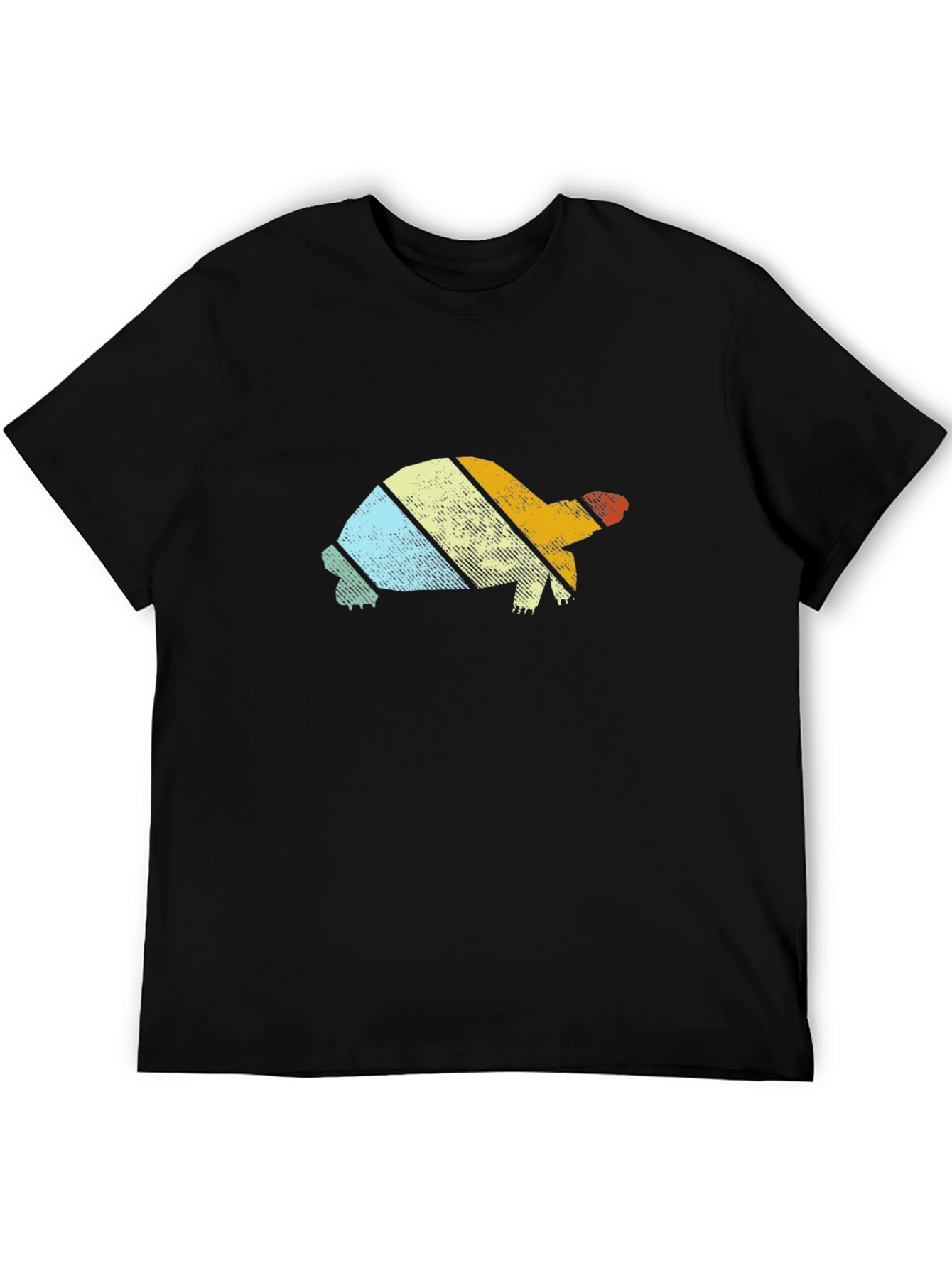 Retro Turtle Graphic Tee - Black Cotton T-Shirt