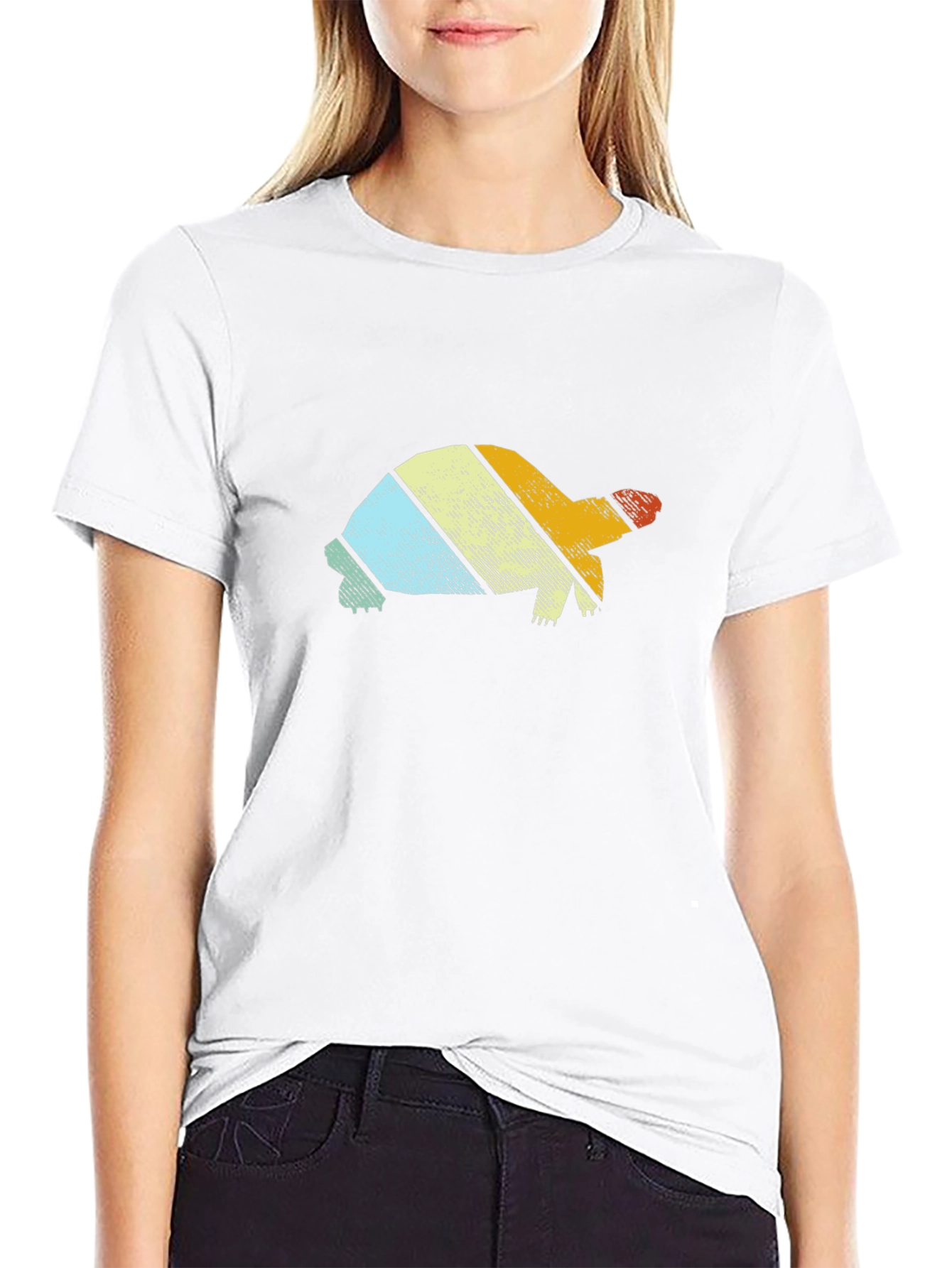 Retro Turtle Graphic Tee - Black Cotton T-Shirt