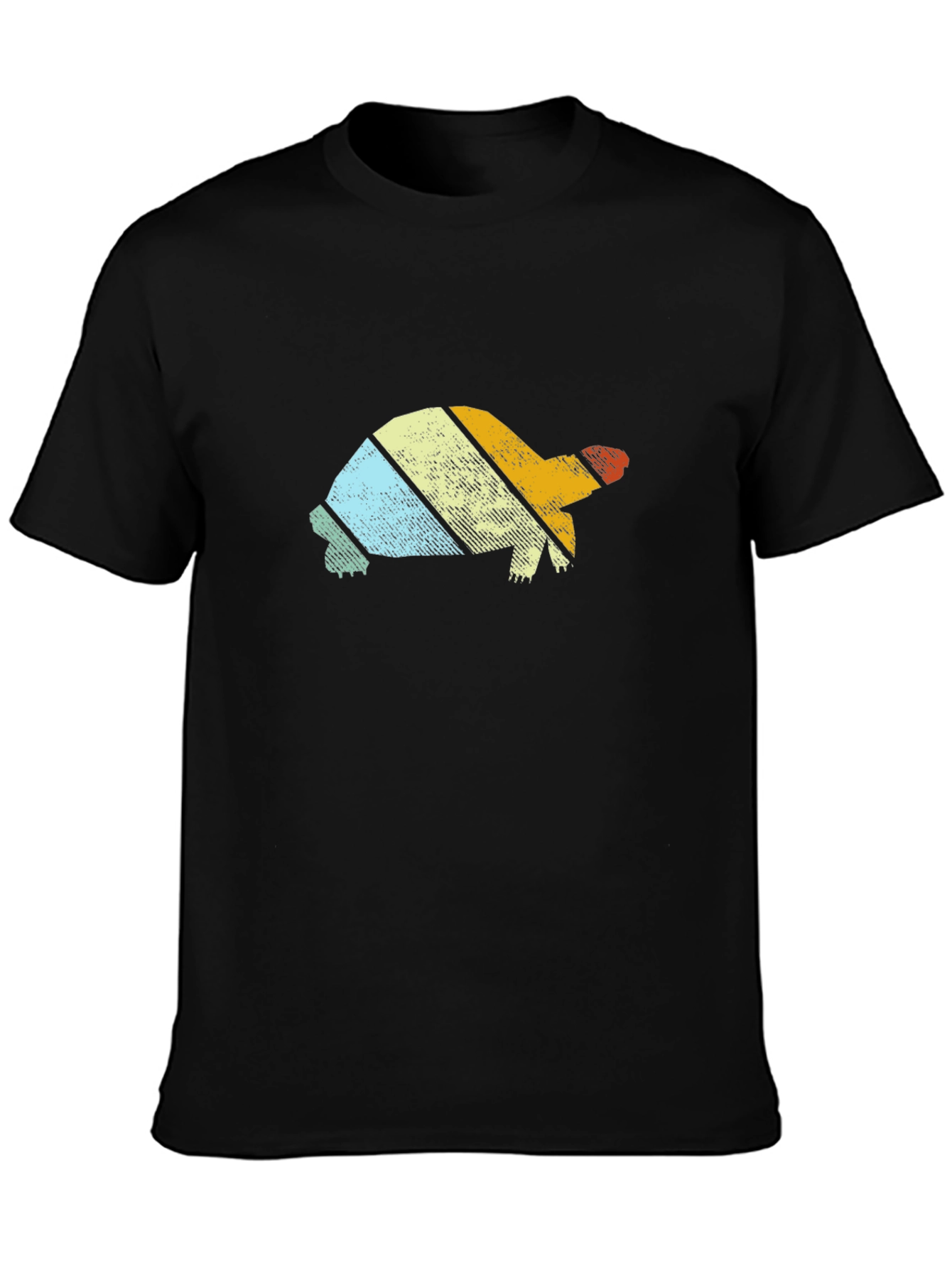 Retro Turtle Graphic Tee - Black Cotton T-Shirt