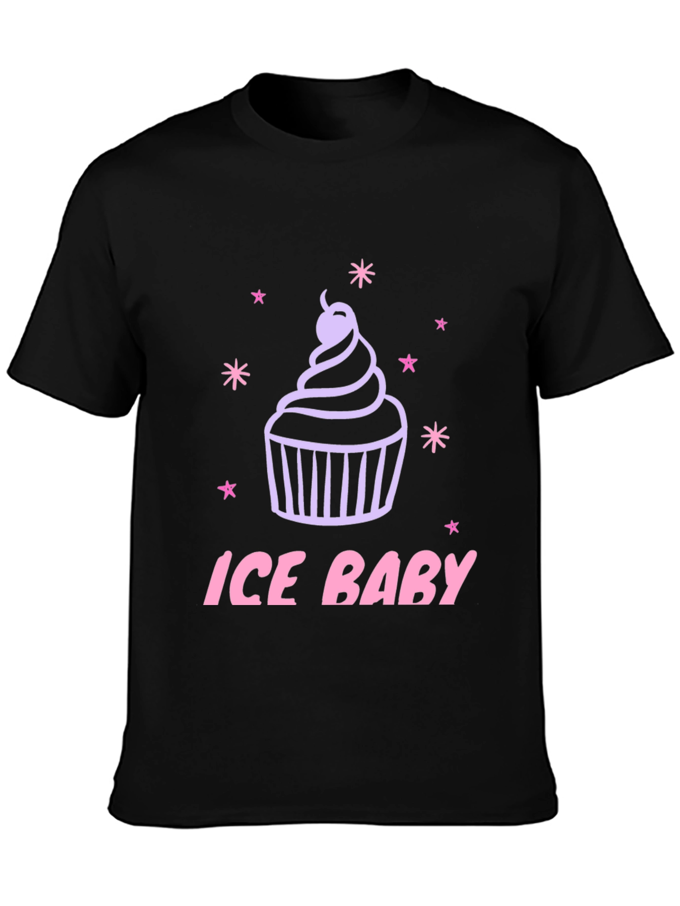 Ice Baby Cupcake Graphic Black T-Shirt