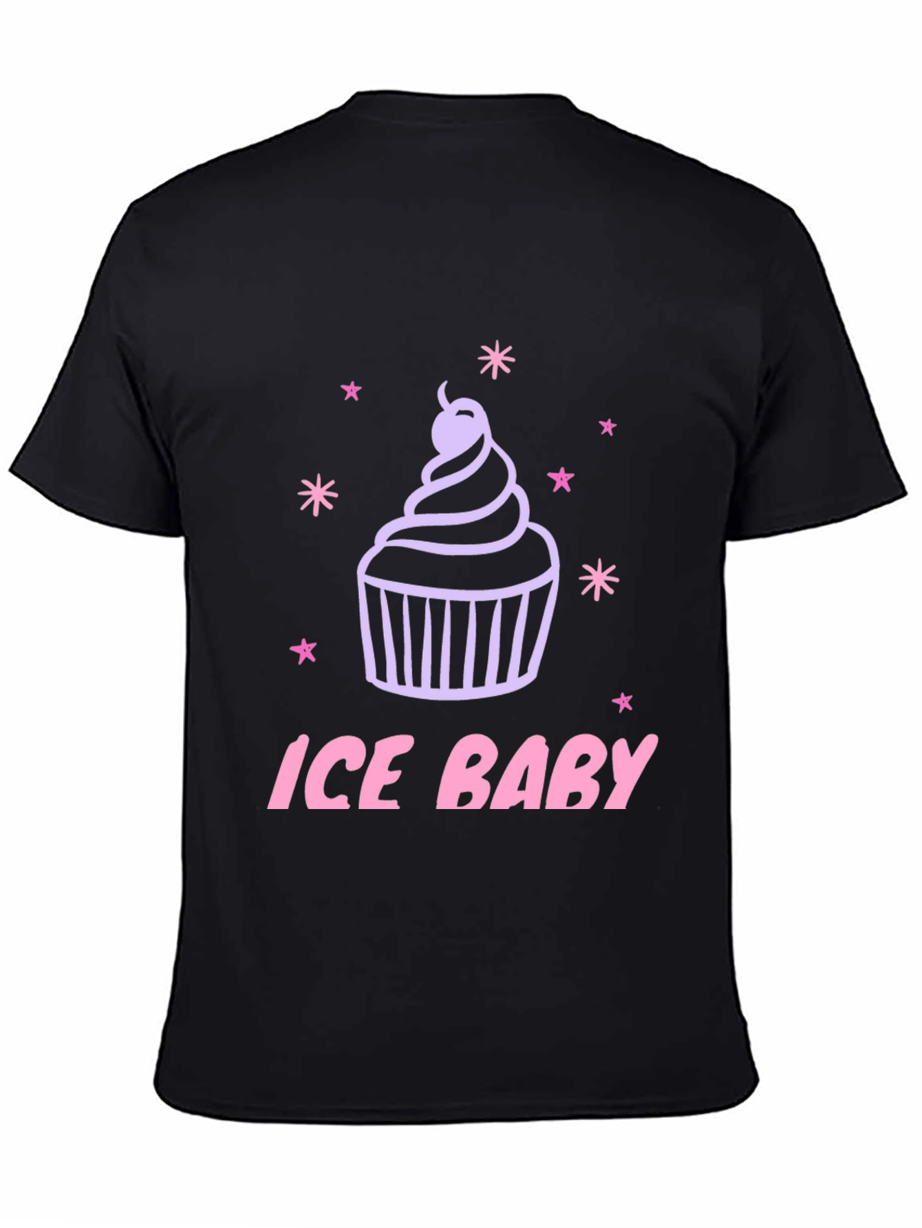 Ice Baby Cupcake Graphic Black T-Shirt