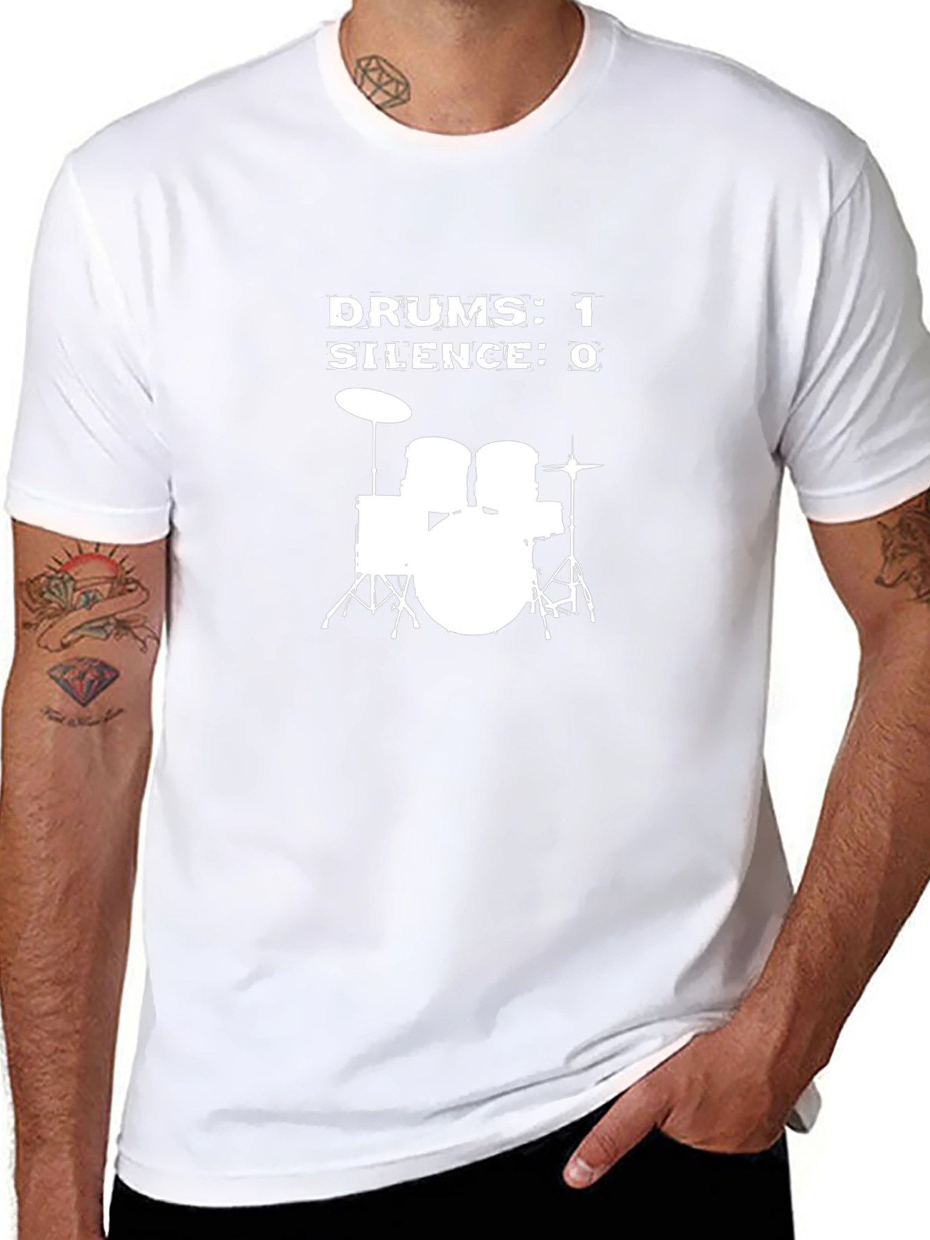 Drums 1 Silence 0 Graphic T-Shirt - Black