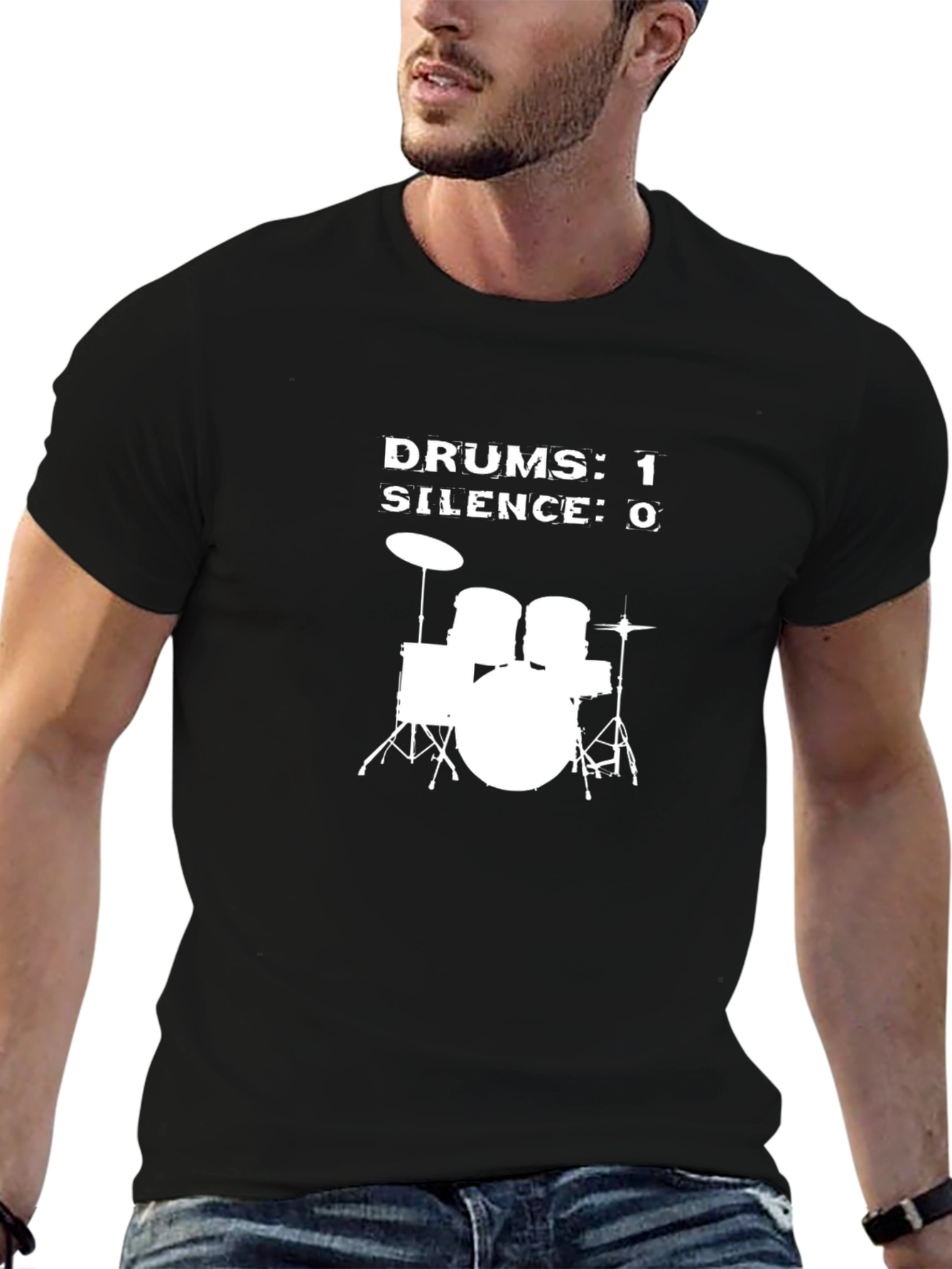 Drums 1 Silence 0 Graphic T-Shirt - Black