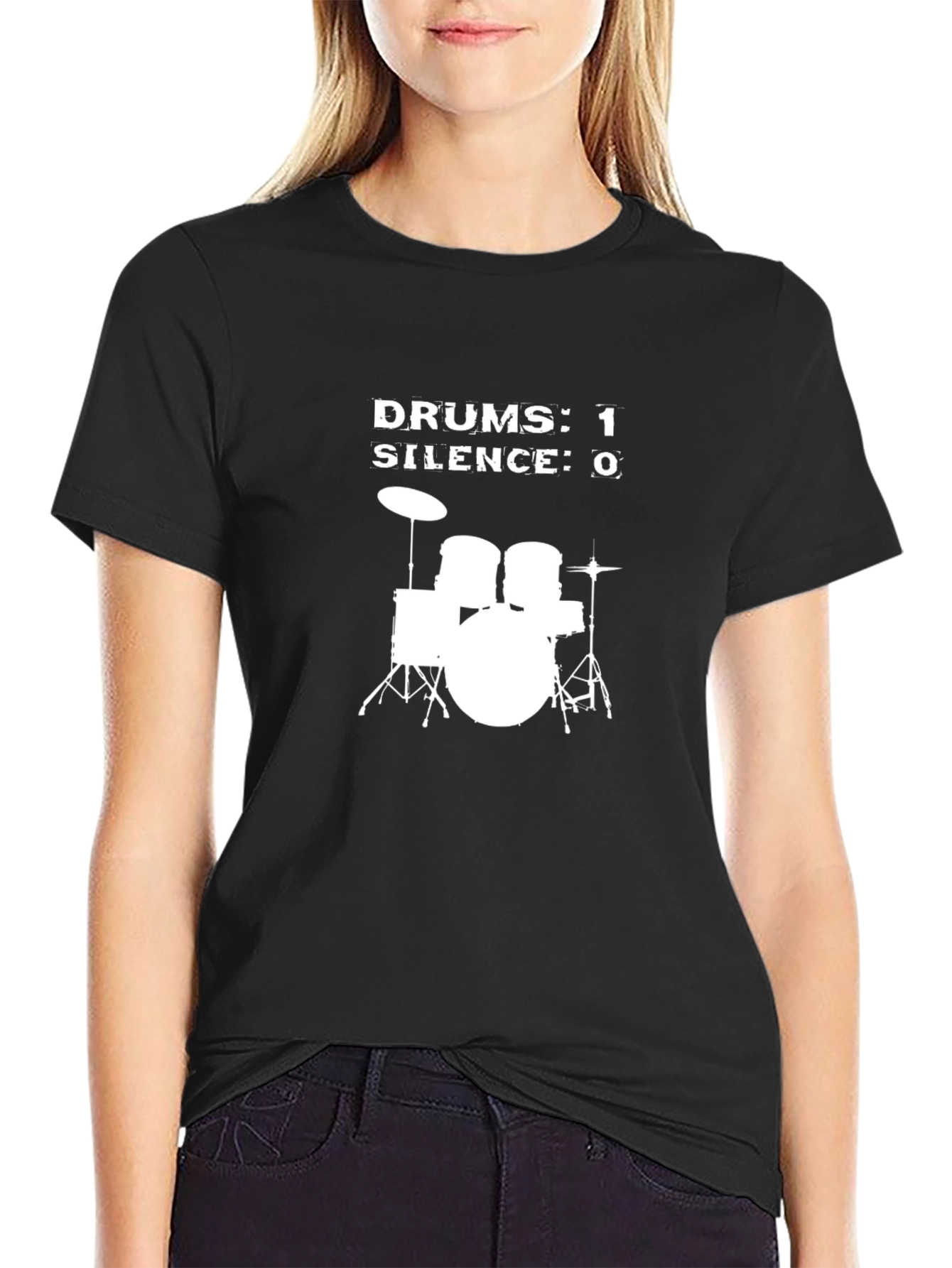 Drums 1 Silence 0 Graphic T-Shirt - Black