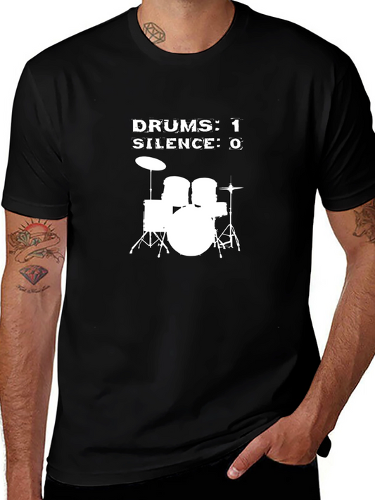 Drums 1 Silence 0 Graphic T-Shirt - Black