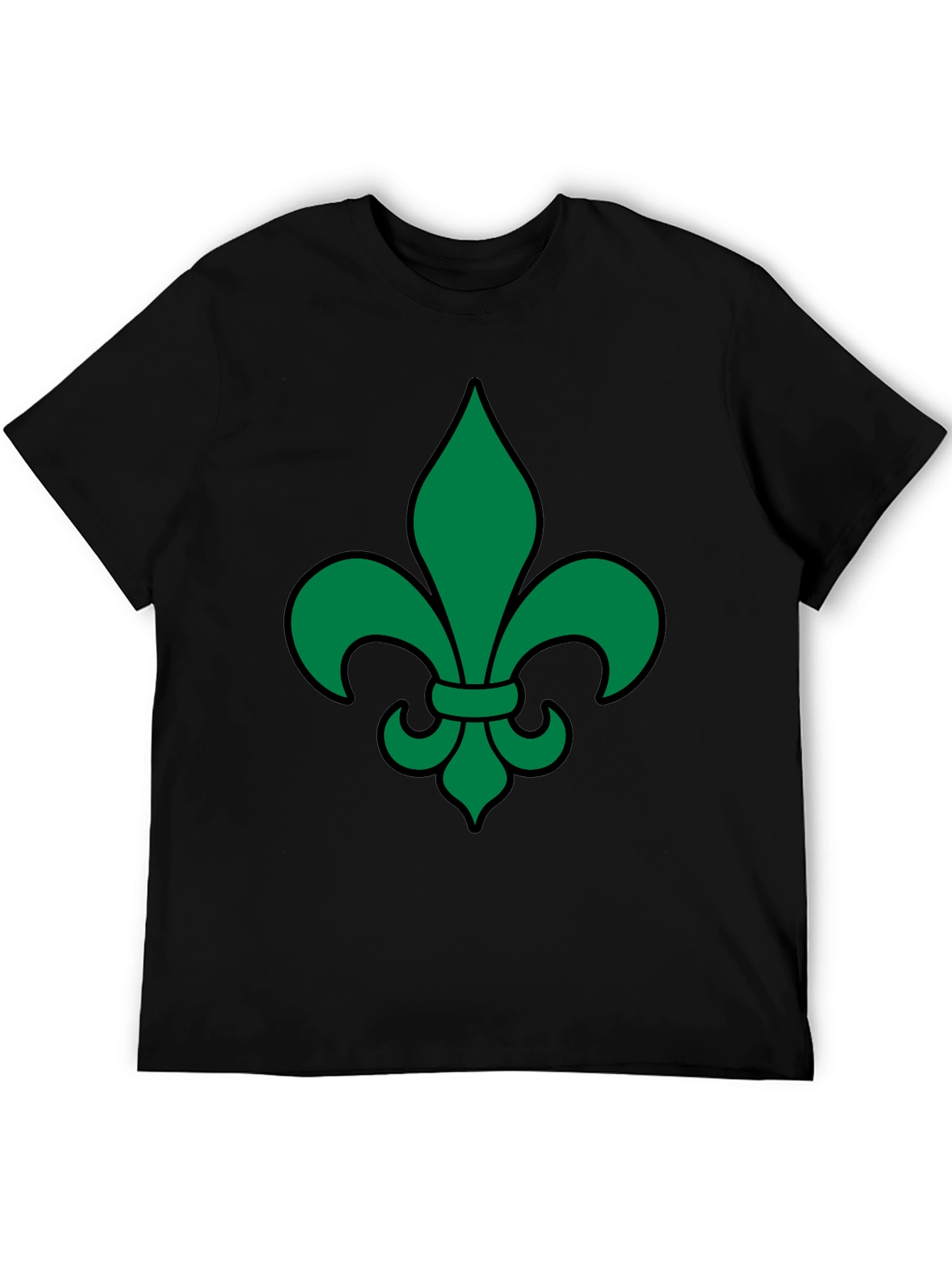 Green Fleur-de-lis Black T-Shirt