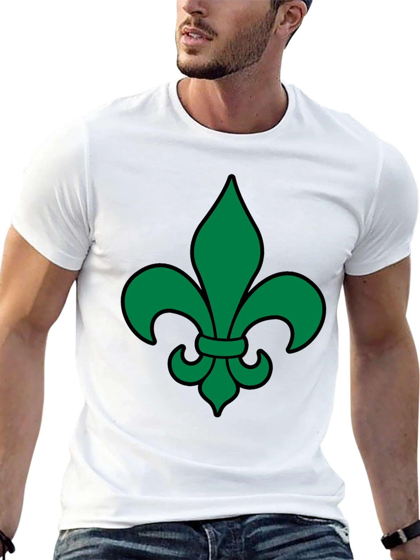 Green Fleur-de-lis Black T-Shirt