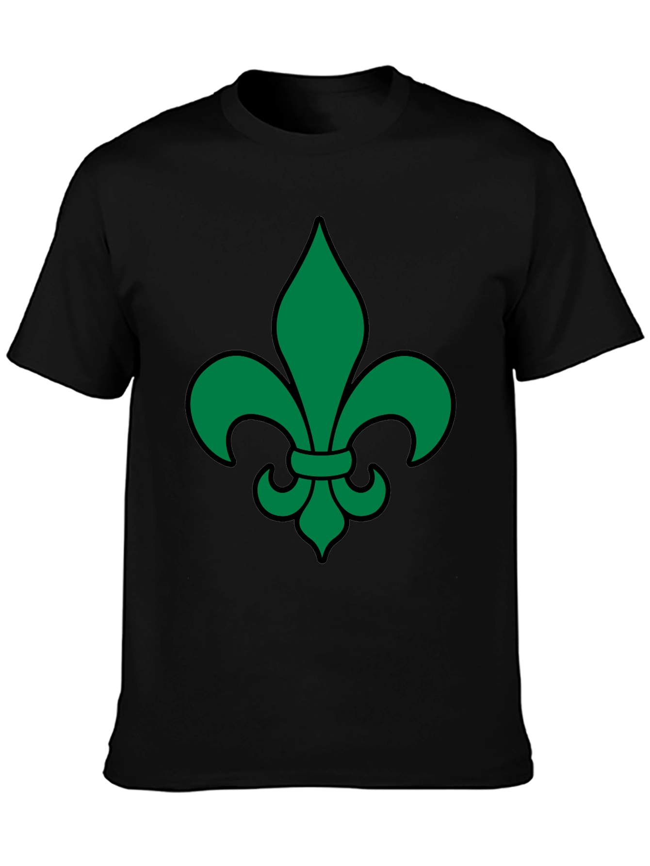 Green Fleur-de-lis Black T-Shirt