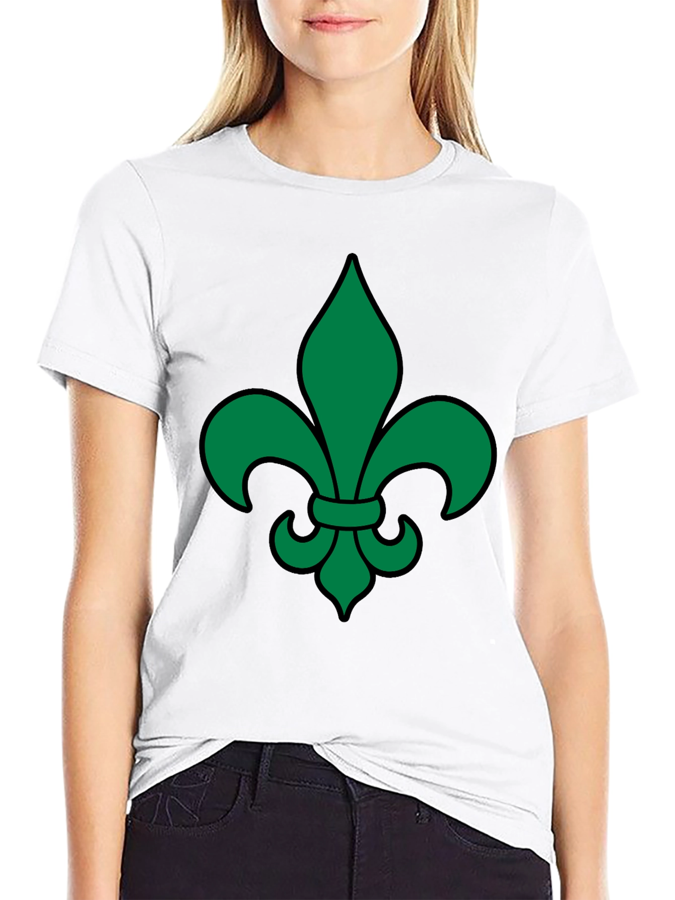 Green Fleur-de-lis Black T-Shirt