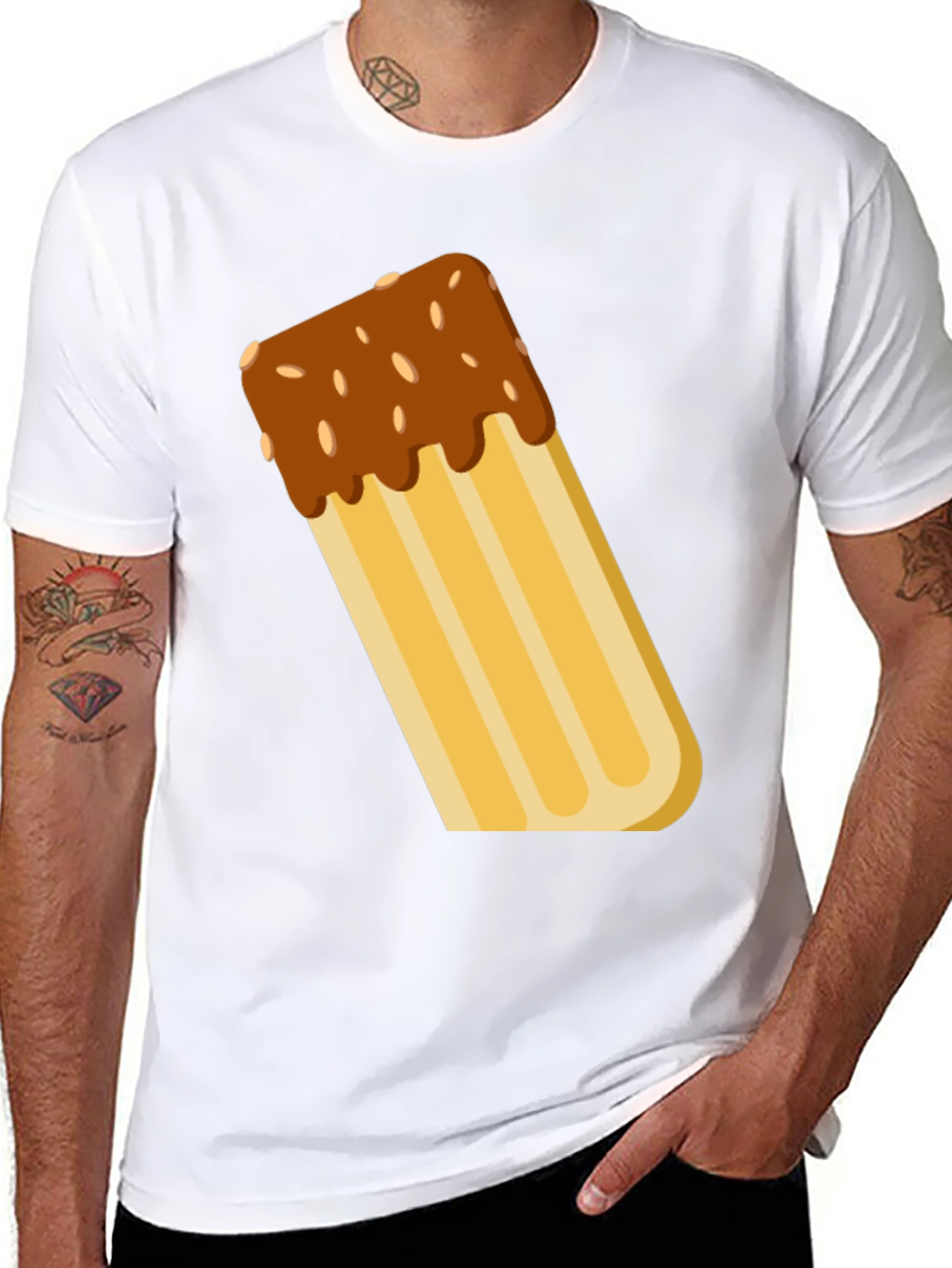 Novelty Churro Graphic Tee - Black Cotton T-Shirt