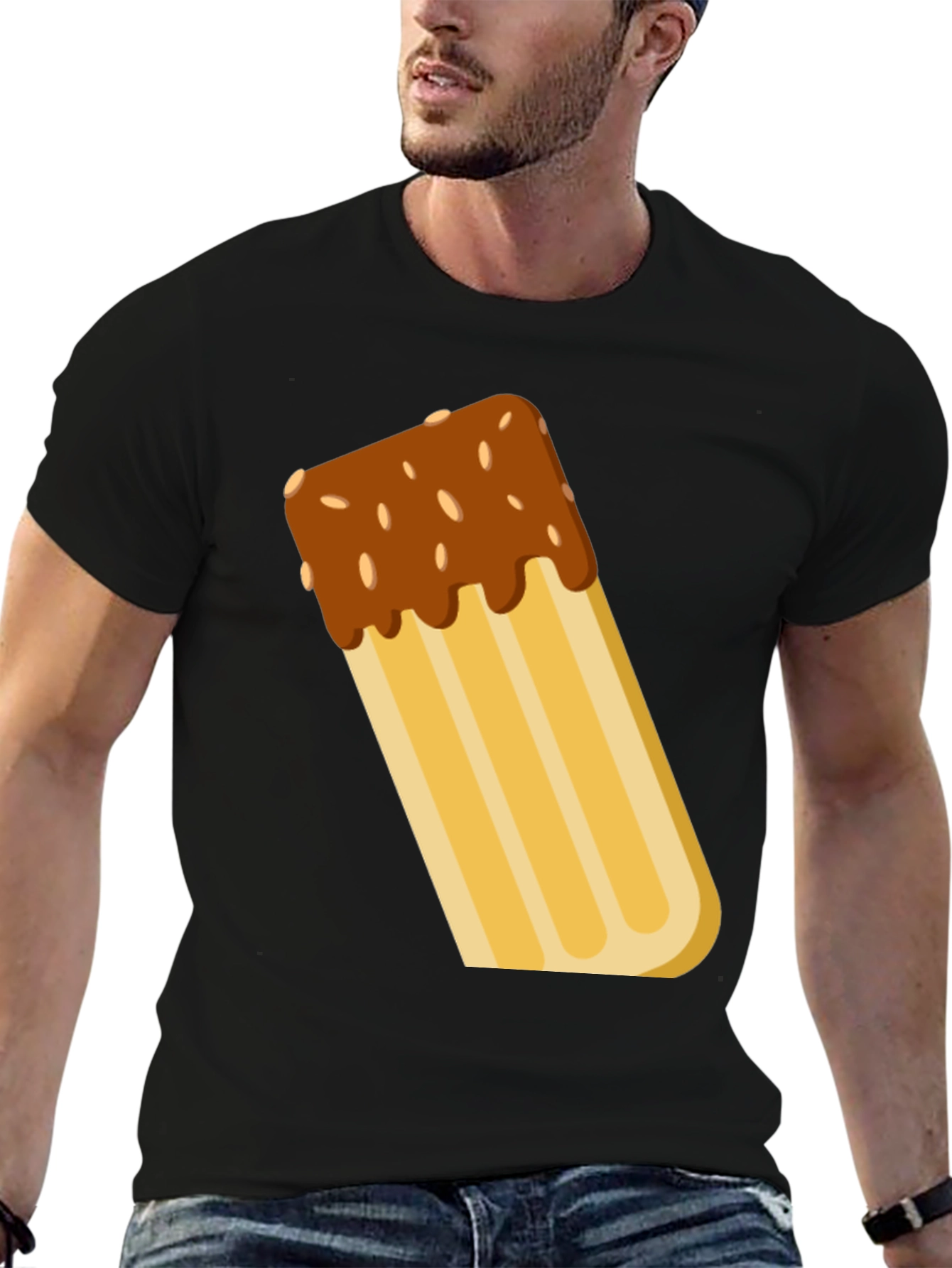 Novelty Churro Graphic Tee - Black Cotton T-Shirt