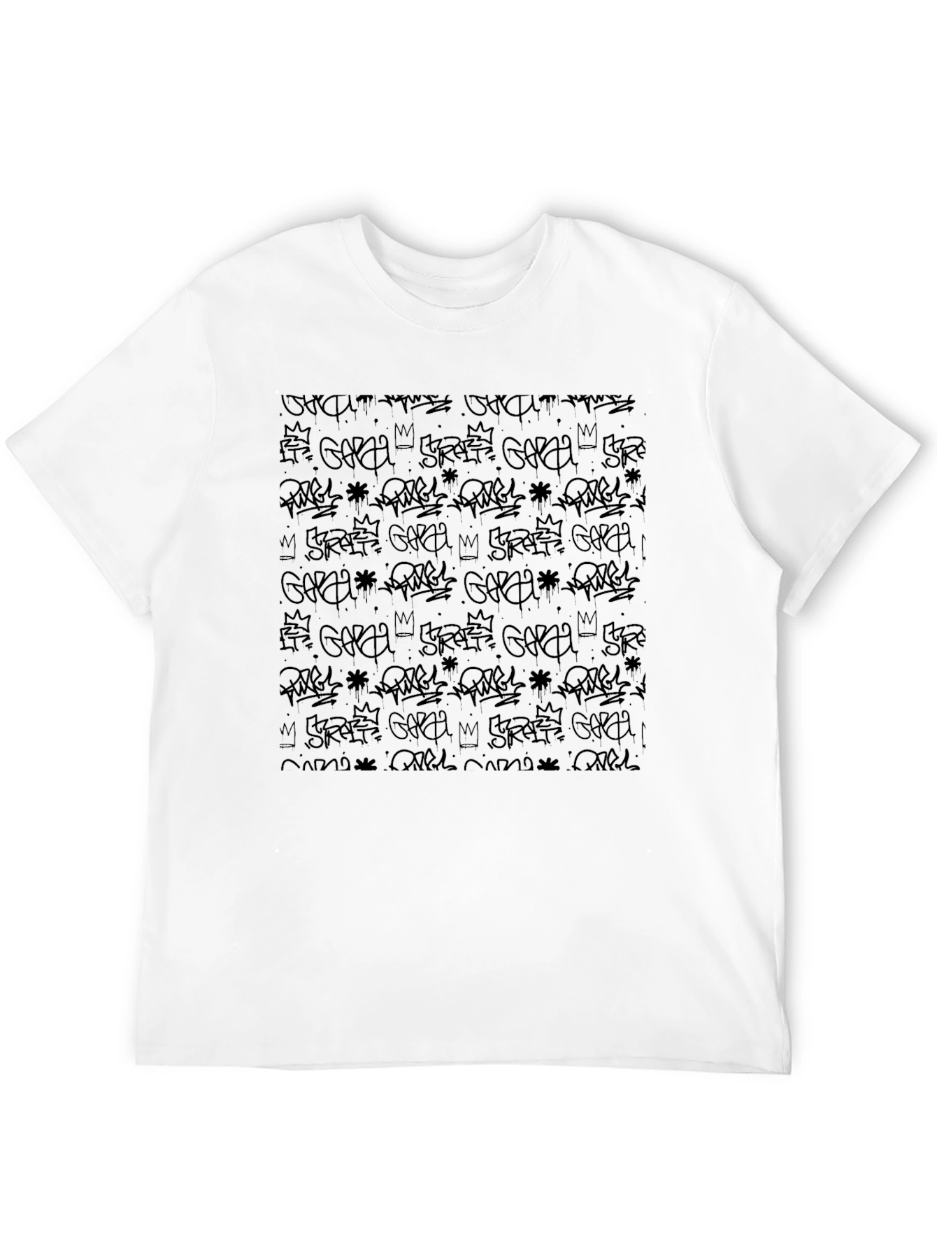 Black Graffiti Print Mens Tee