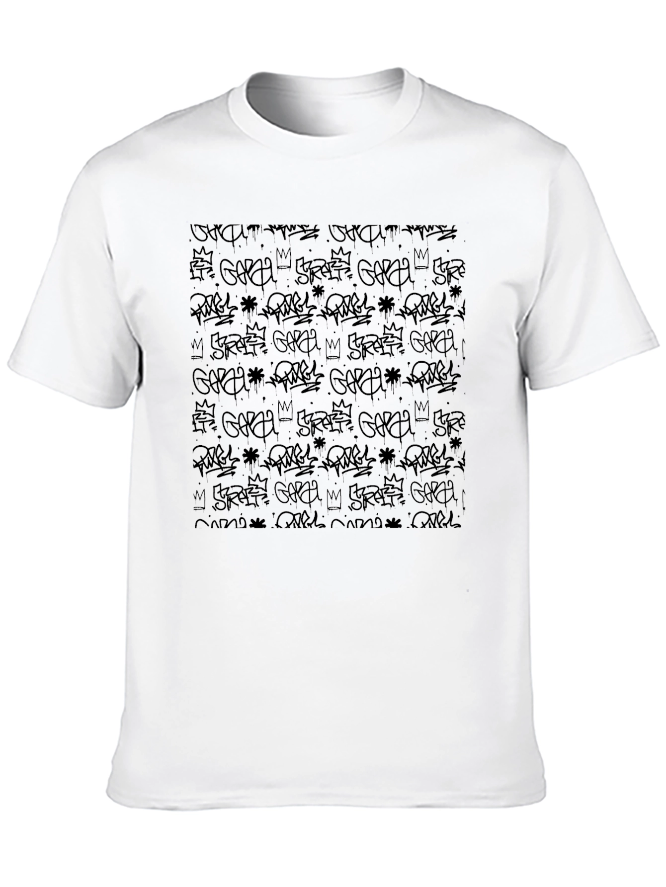 Black Graffiti Print Mens Tee