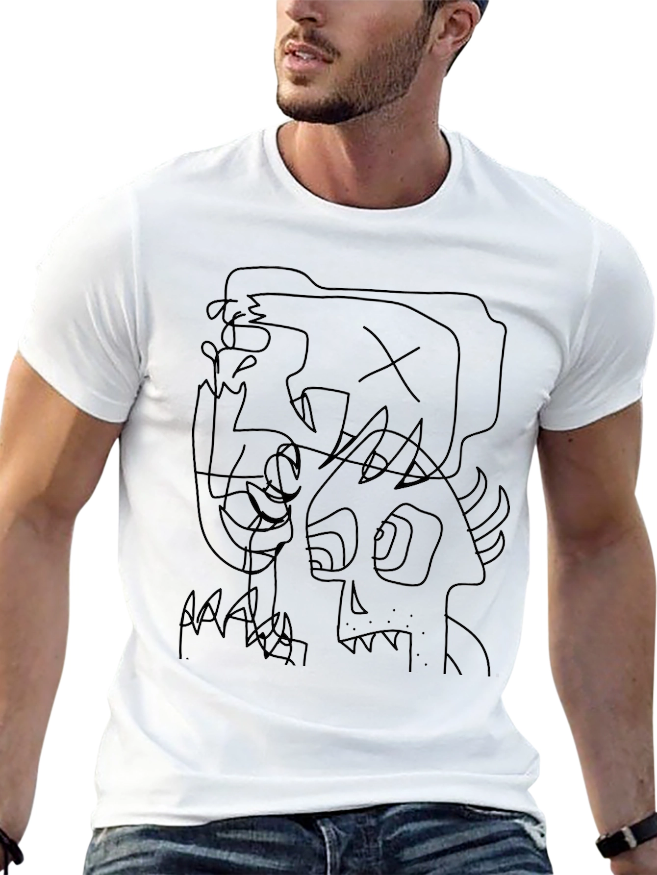 Abstract Graphic Black Crew Neck T-Shirt