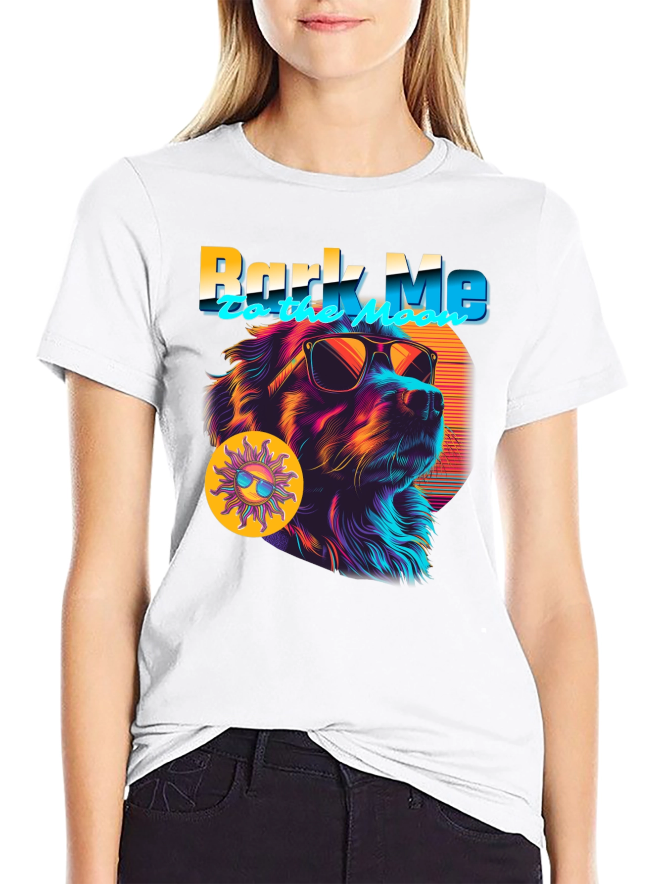 Bark Me To The Moon Dog Graphic T-Shirt