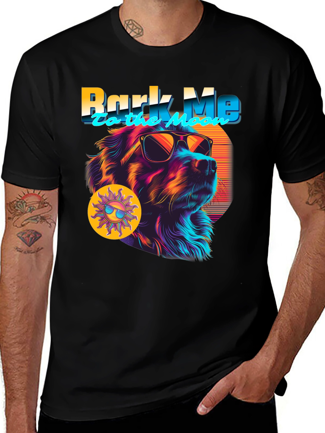 Bark Me To The Moon Dog Graphic T-Shirt