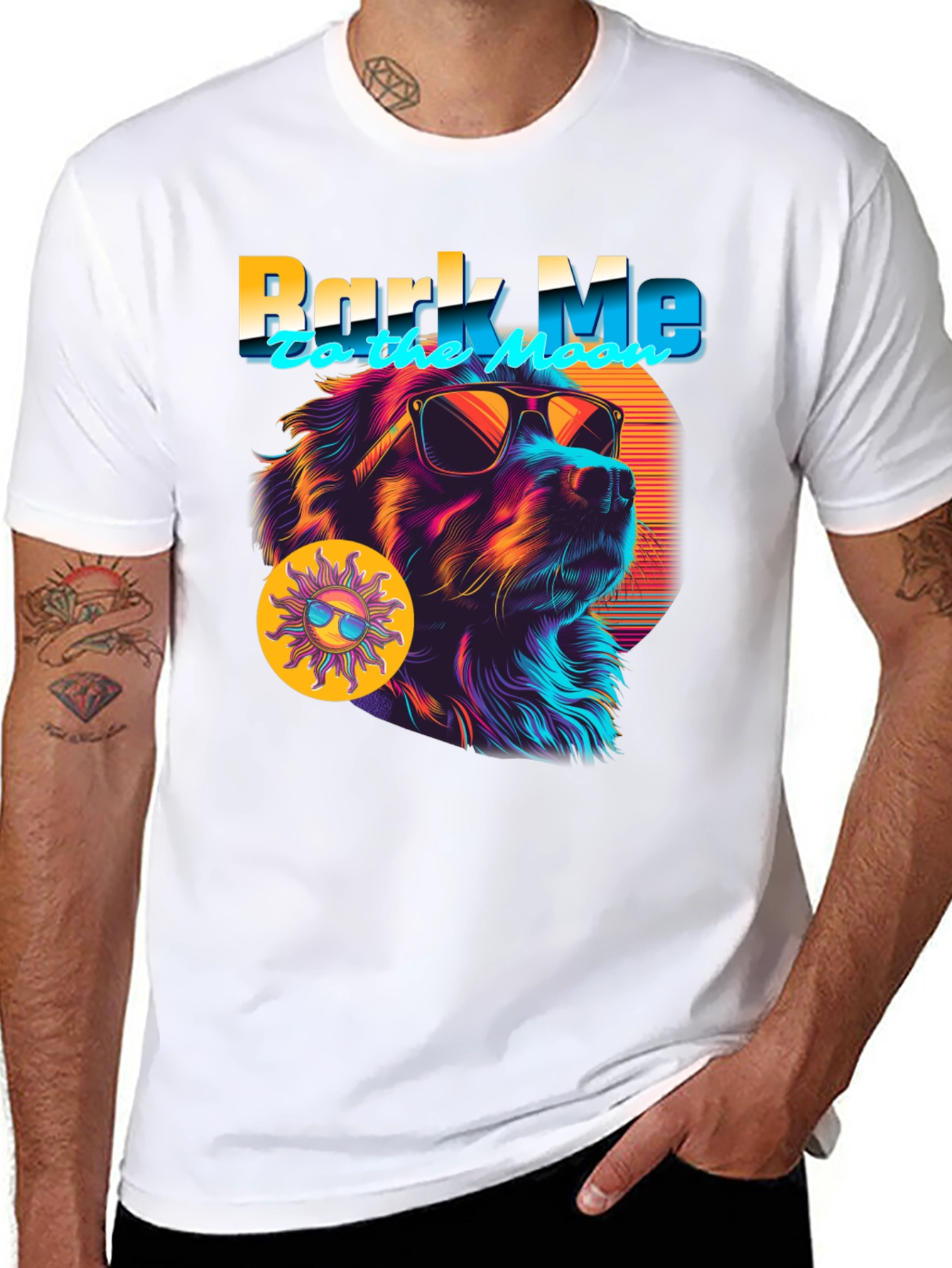 Bark Me To The Moon Dog Graphic T-Shirt