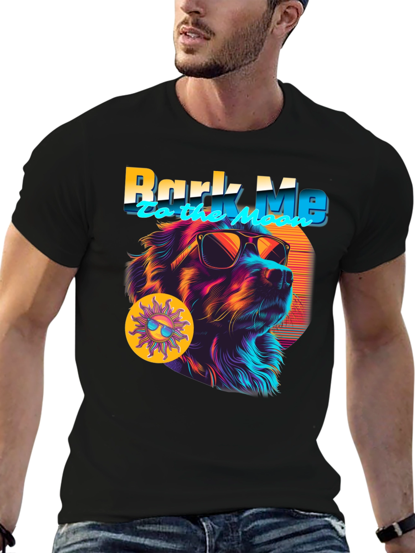 Bark Me To The Moon Dog Graphic T-Shirt