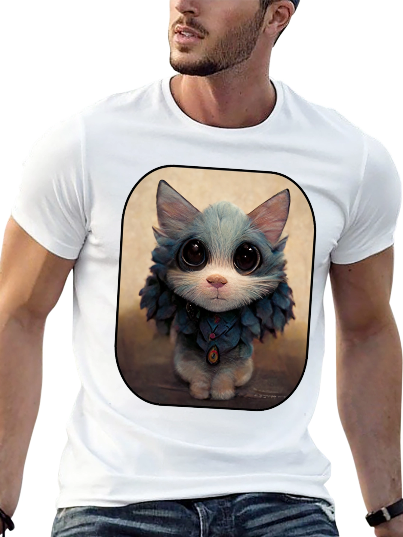 Cute Cat Art Print Graphic Tee