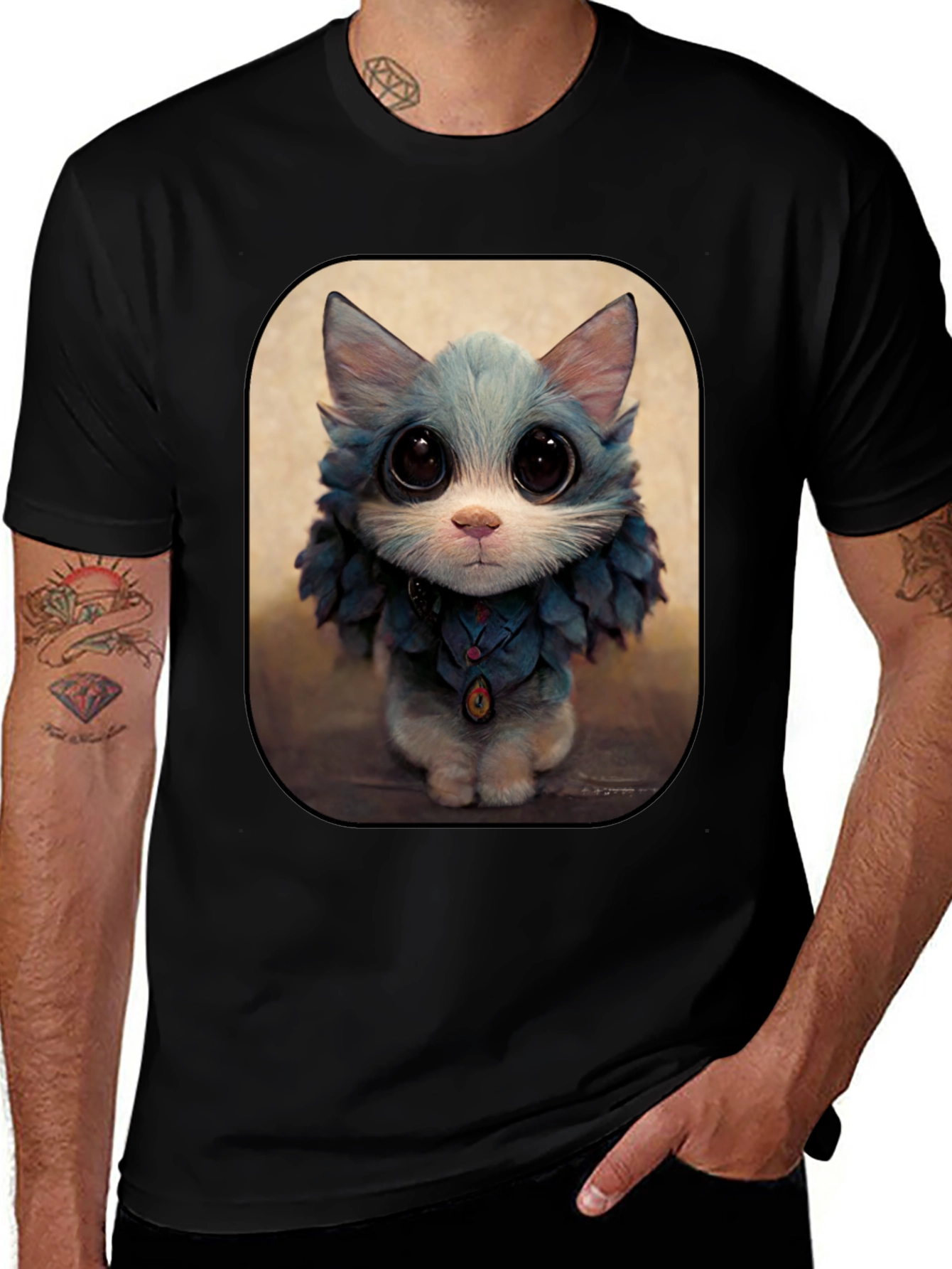 Cute Cat Art Print Graphic Tee