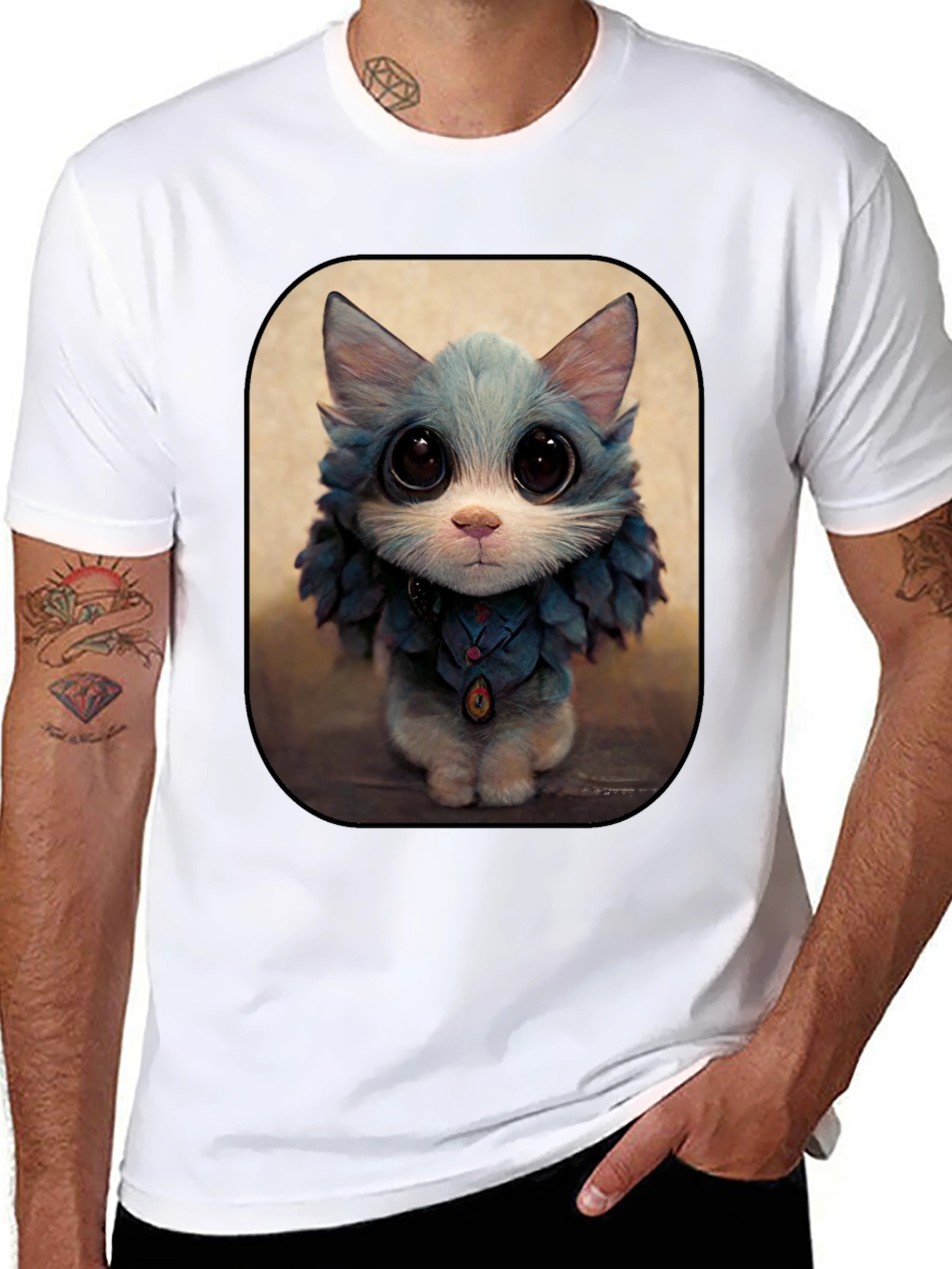 Cute Cat Art Print Graphic Tee