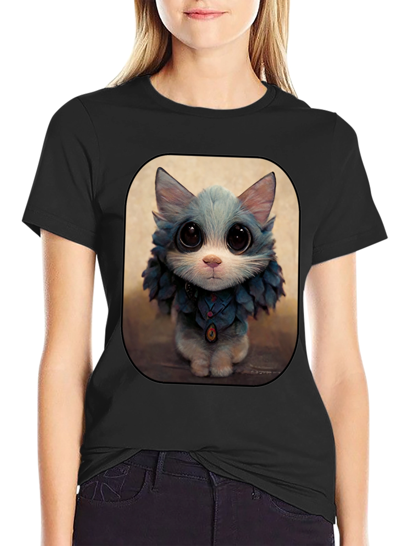 Cute Cat Art Print Graphic Tee