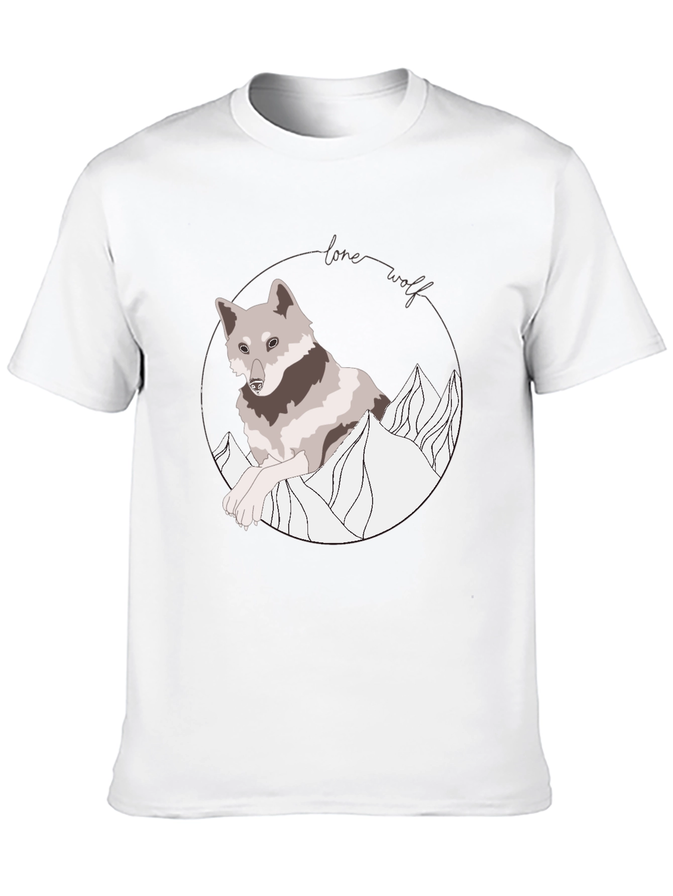 Lone Wolf Graphic Tee - Mountain Design Black Shirt