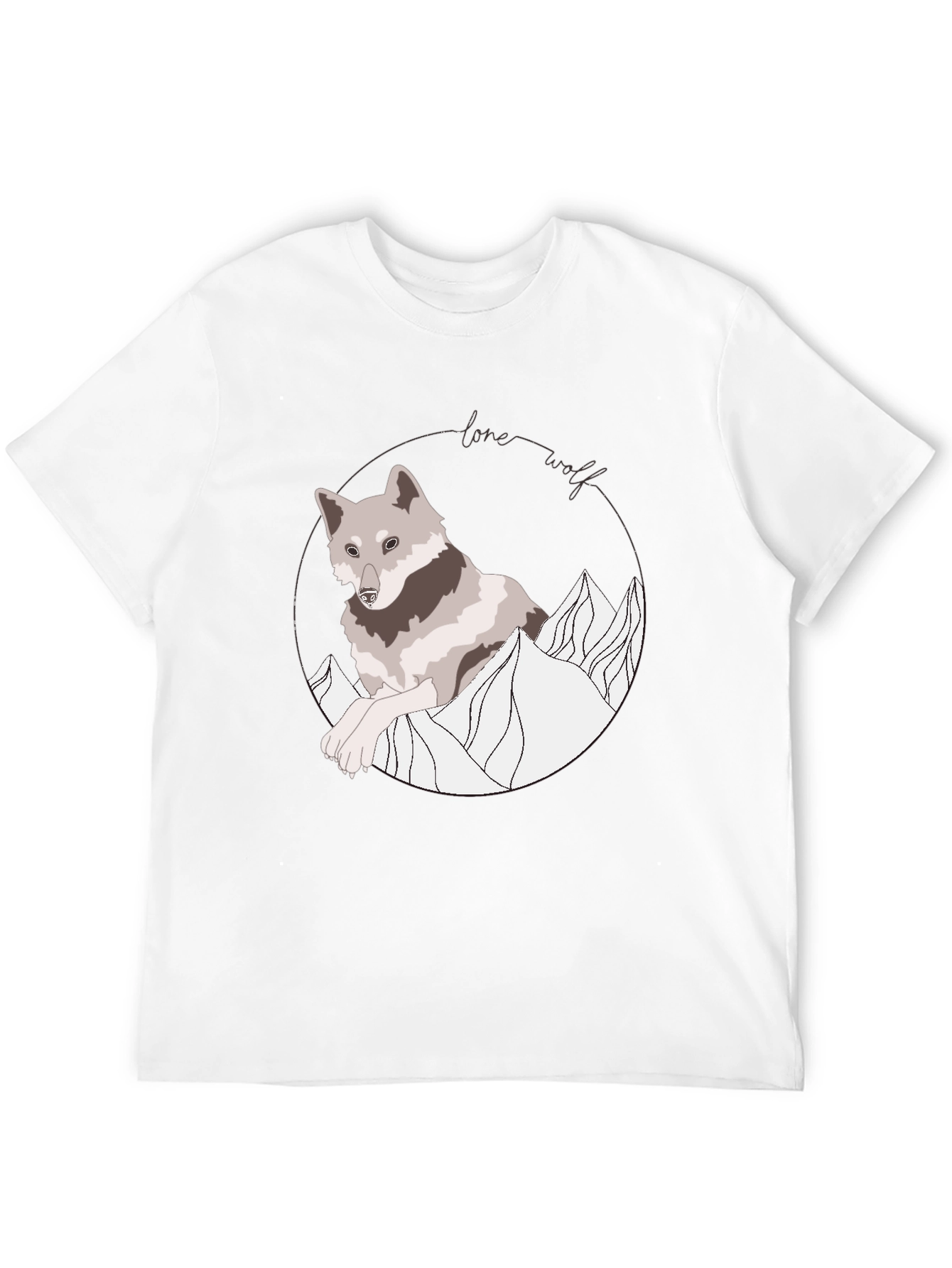 Lone Wolf Graphic Tee - Mountain Design Black Shirt