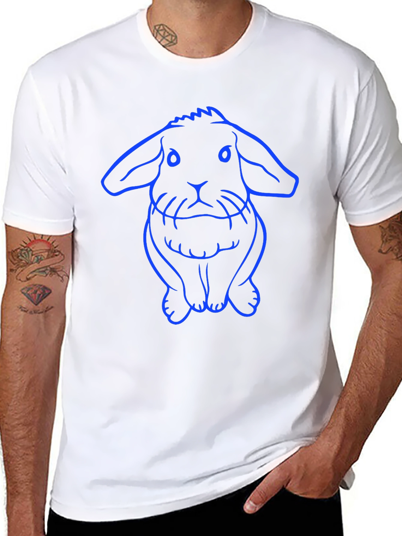 Rabbit Graphic Tee - Black Cotton Casual Wear